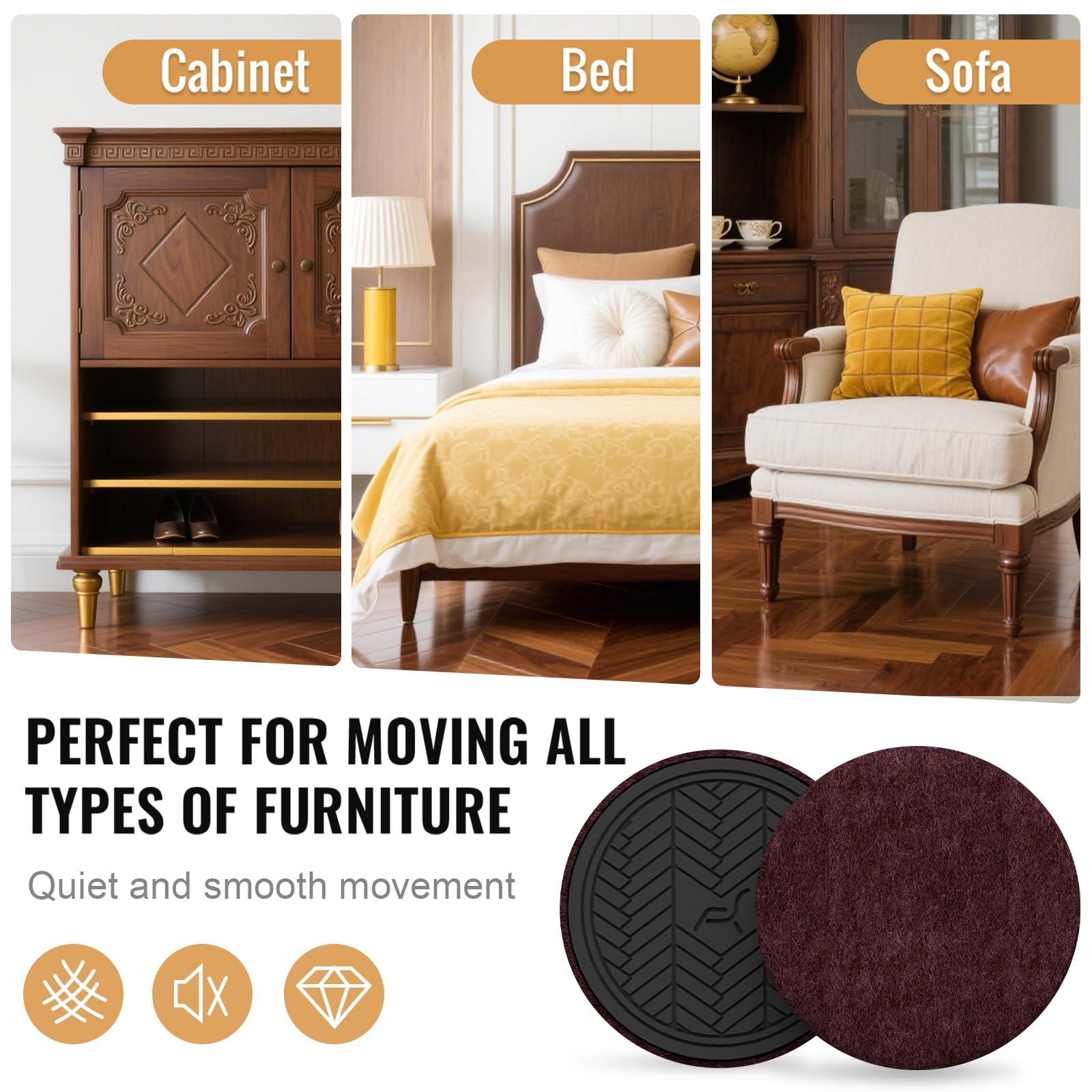 Felt Furniture Sliders for Hardwood Floors (16 Count)
