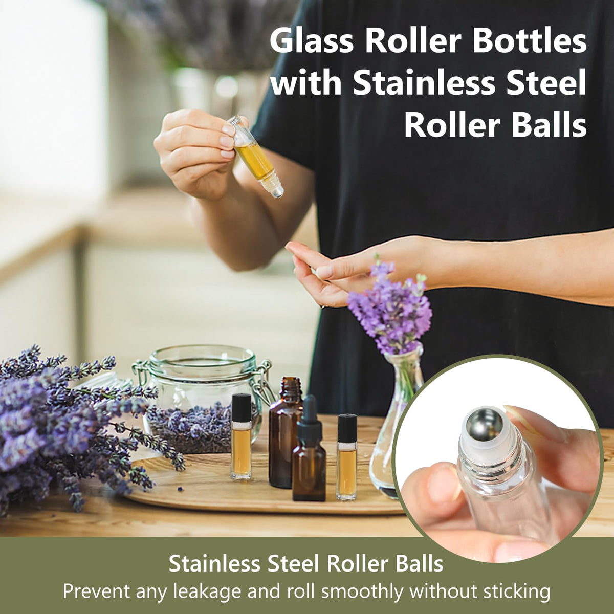 10ml Clear Glass Roller Rottles for Essential Oils (54 Count)