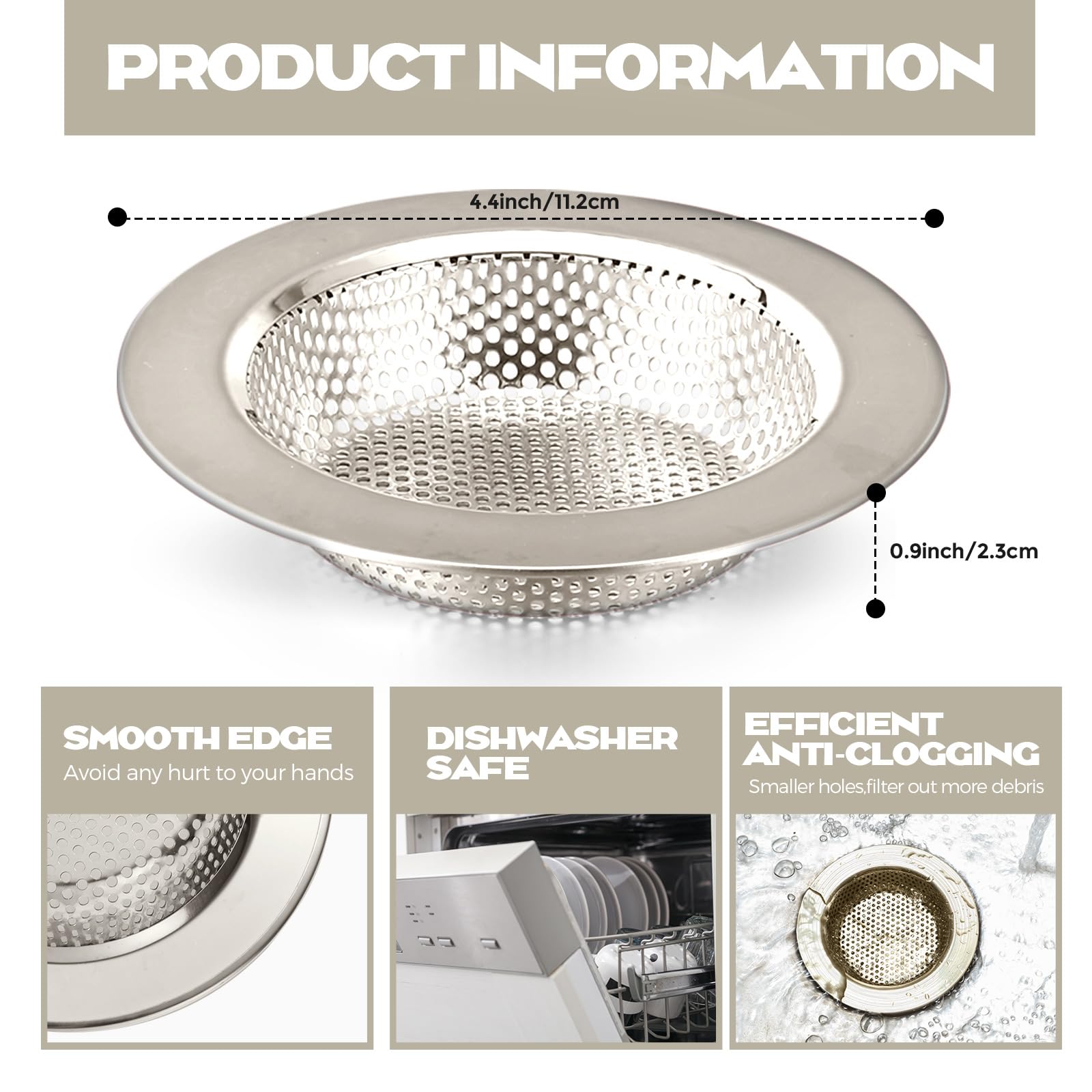 2 Pcs Kitchen Sink Drain Strainer 4.4 Inch (2 Count)