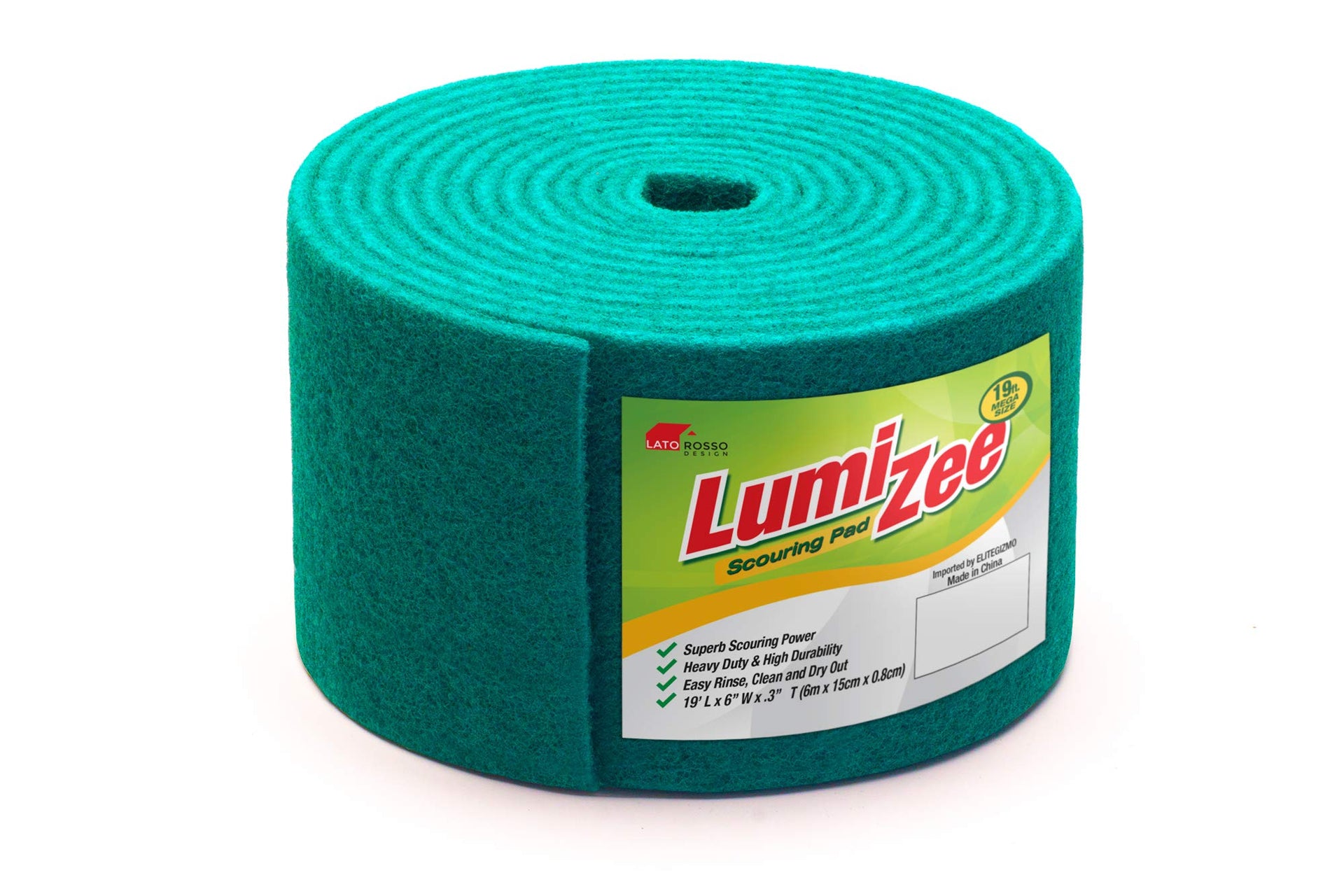 Green Scrubbing Pad Roll 19ft Economy Size Medium Duty Abrasive Scrub Sponge Scouring Pads 19ft x 6in x 0.3in