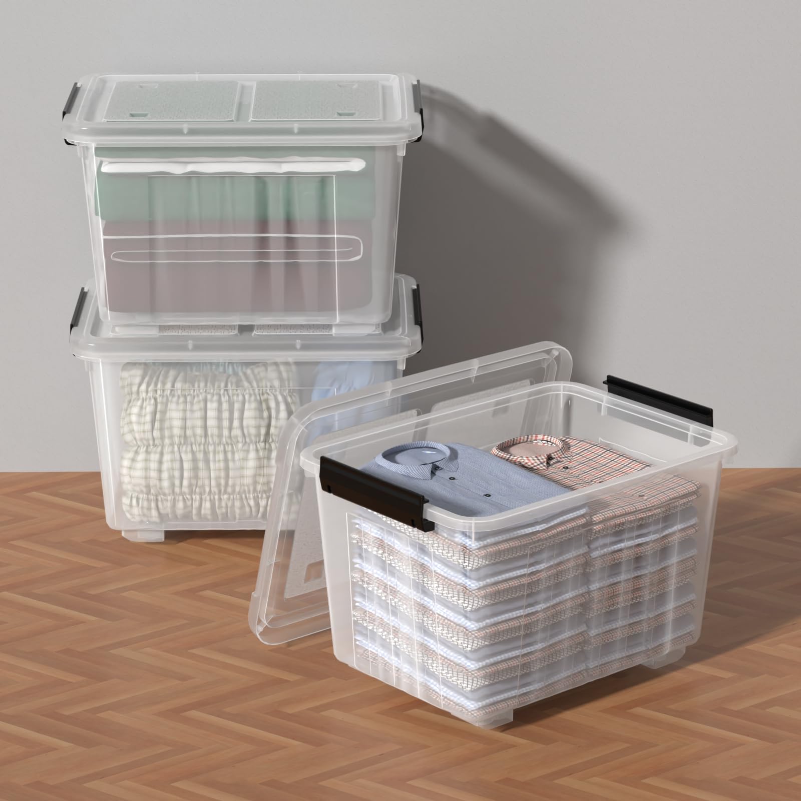 50 Qt Stackable Plastic Storage Bins with Lids (4 Count)