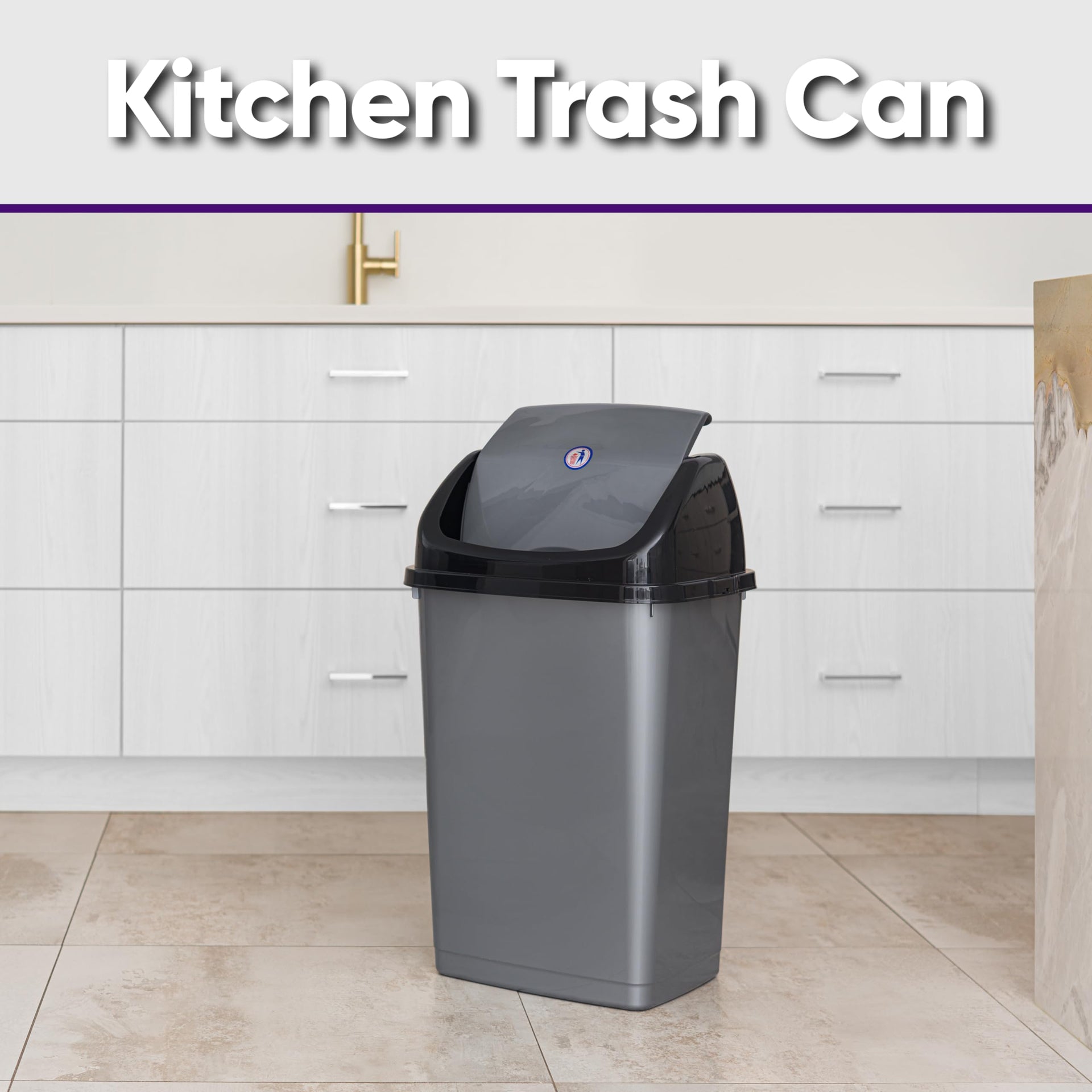Kitchen Trash Can 13 Gallon with Swing Lid (2 Count)