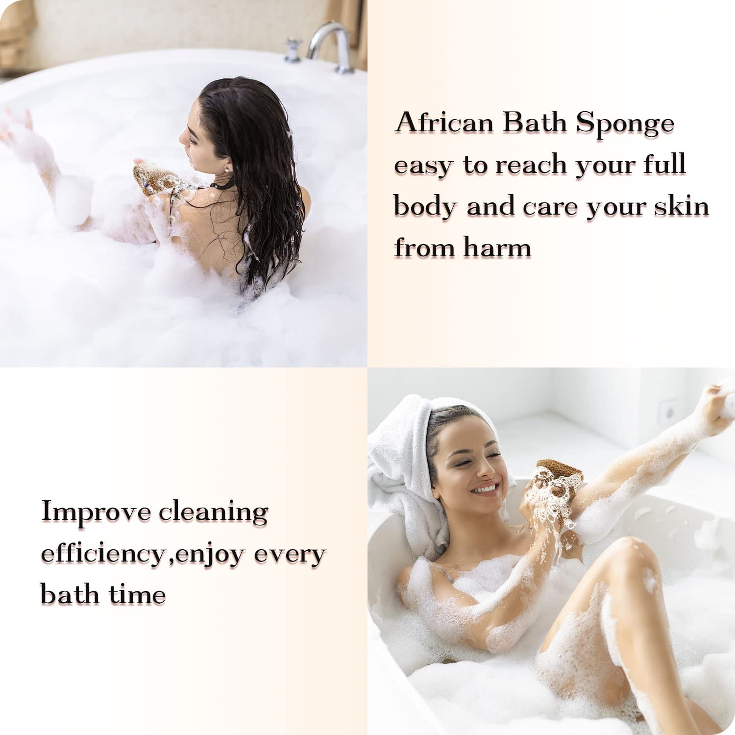 5 Pieces African Net Sponge with Handles Long African Exfoliating Net Washcloth Bath Sponge Net Cloth Wash Net Body Back Scrubber for Shower Loofah (5 Count)