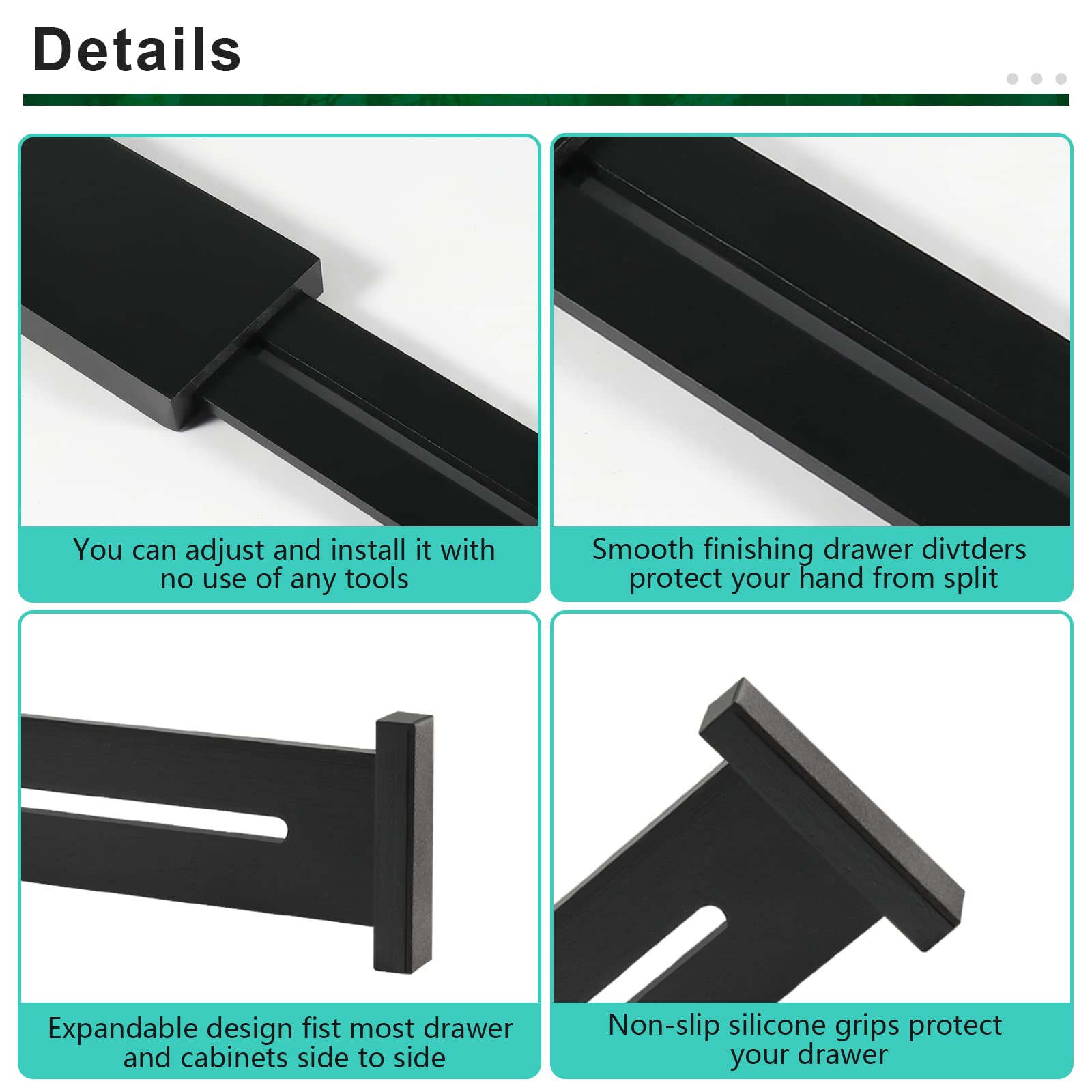4 Pack Bamboo Drawer Dividers 2.6" High (4 Count)