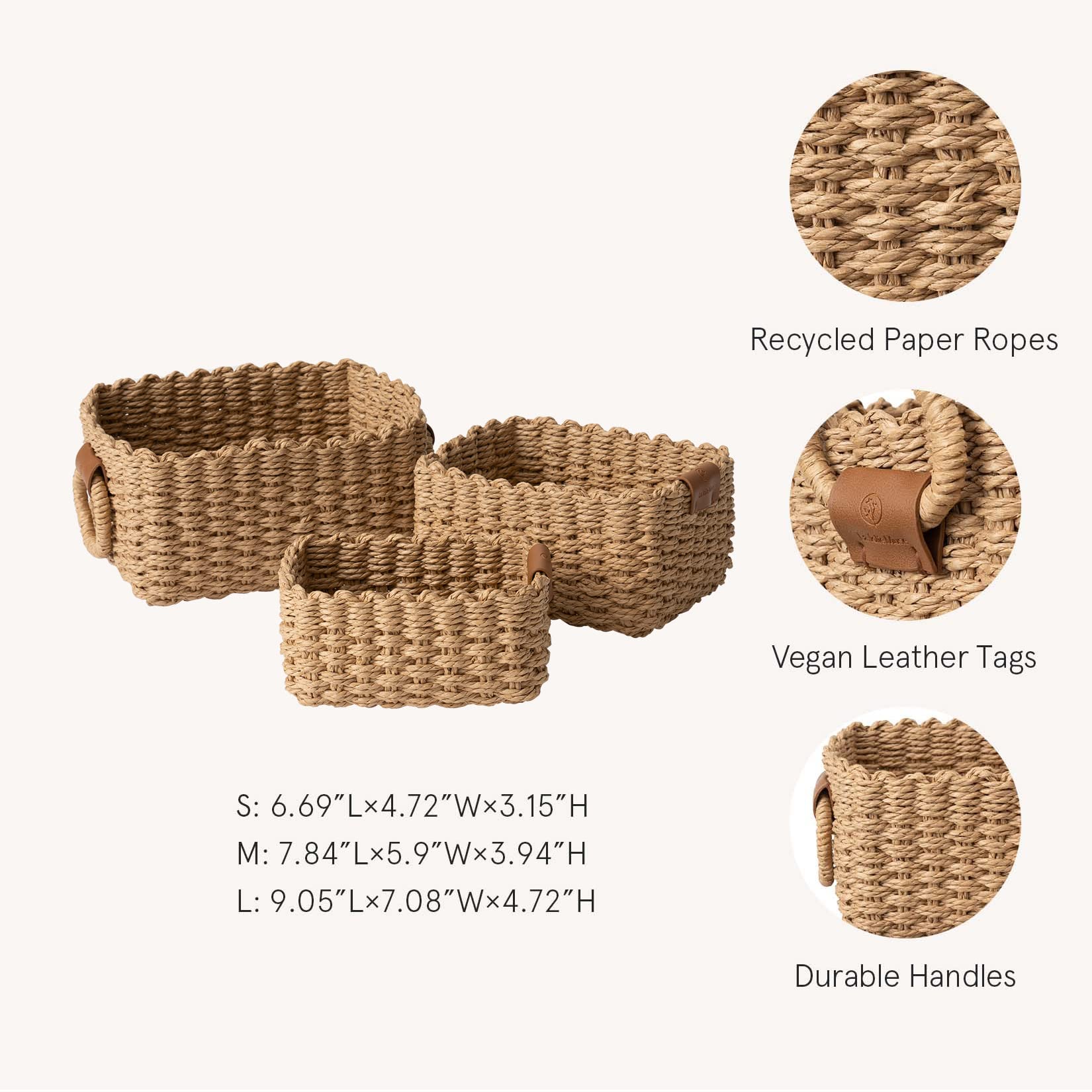Small Wicker Baskets for Organizing (3 Count)