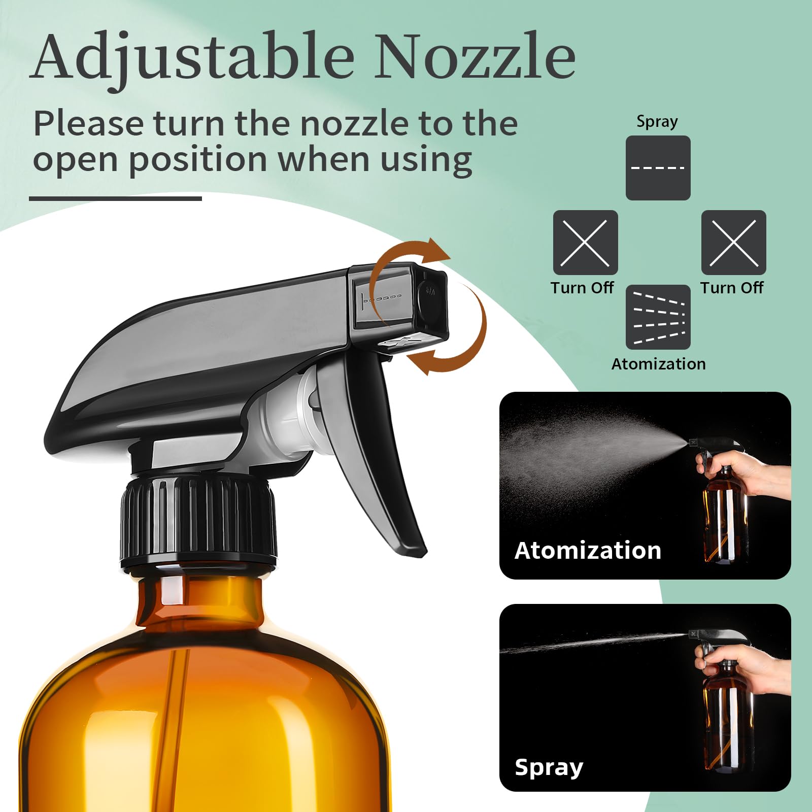 16oz Amber Glass Spray Bottles (4 Count)