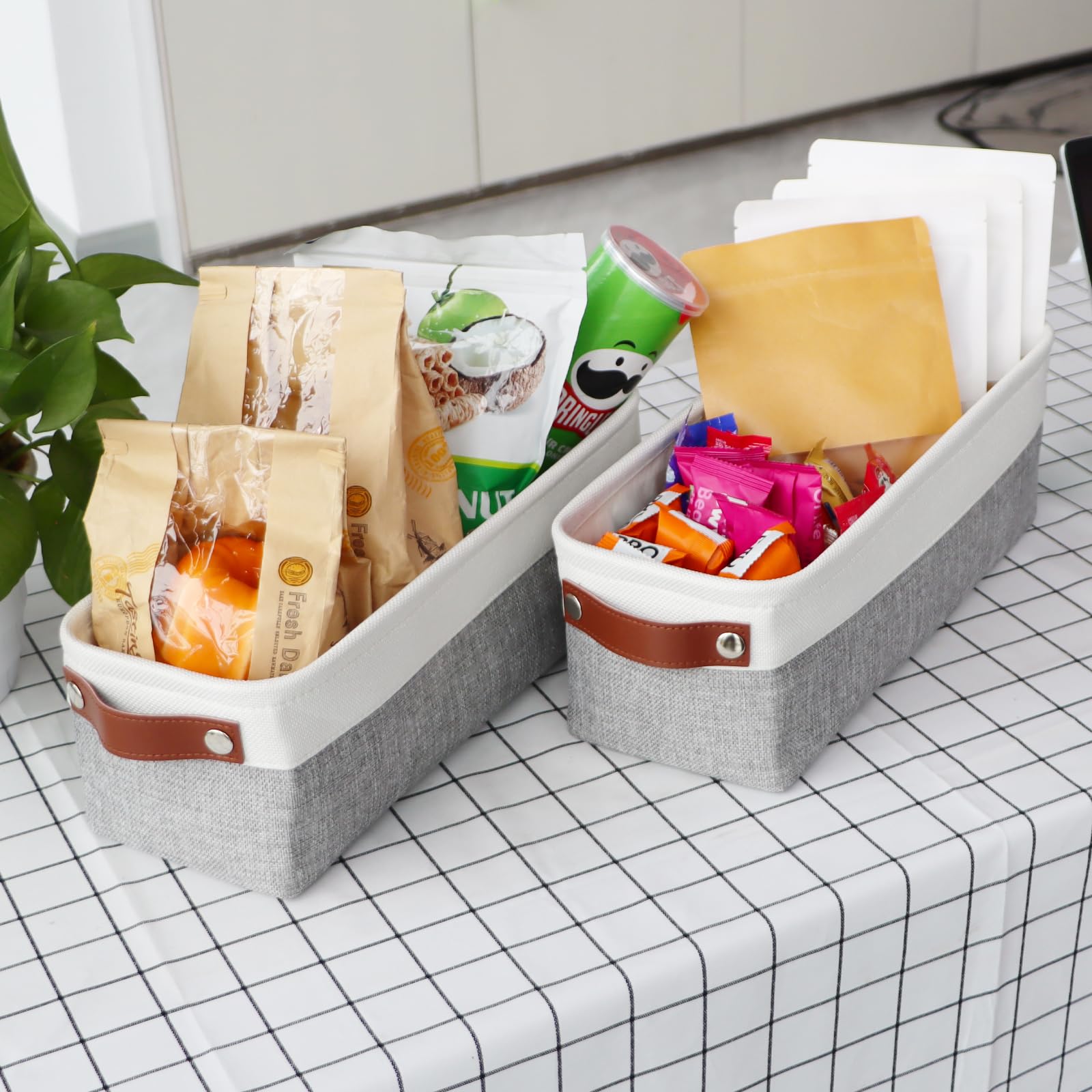 Small Narrow Fabric Storage Bins (4 Count)