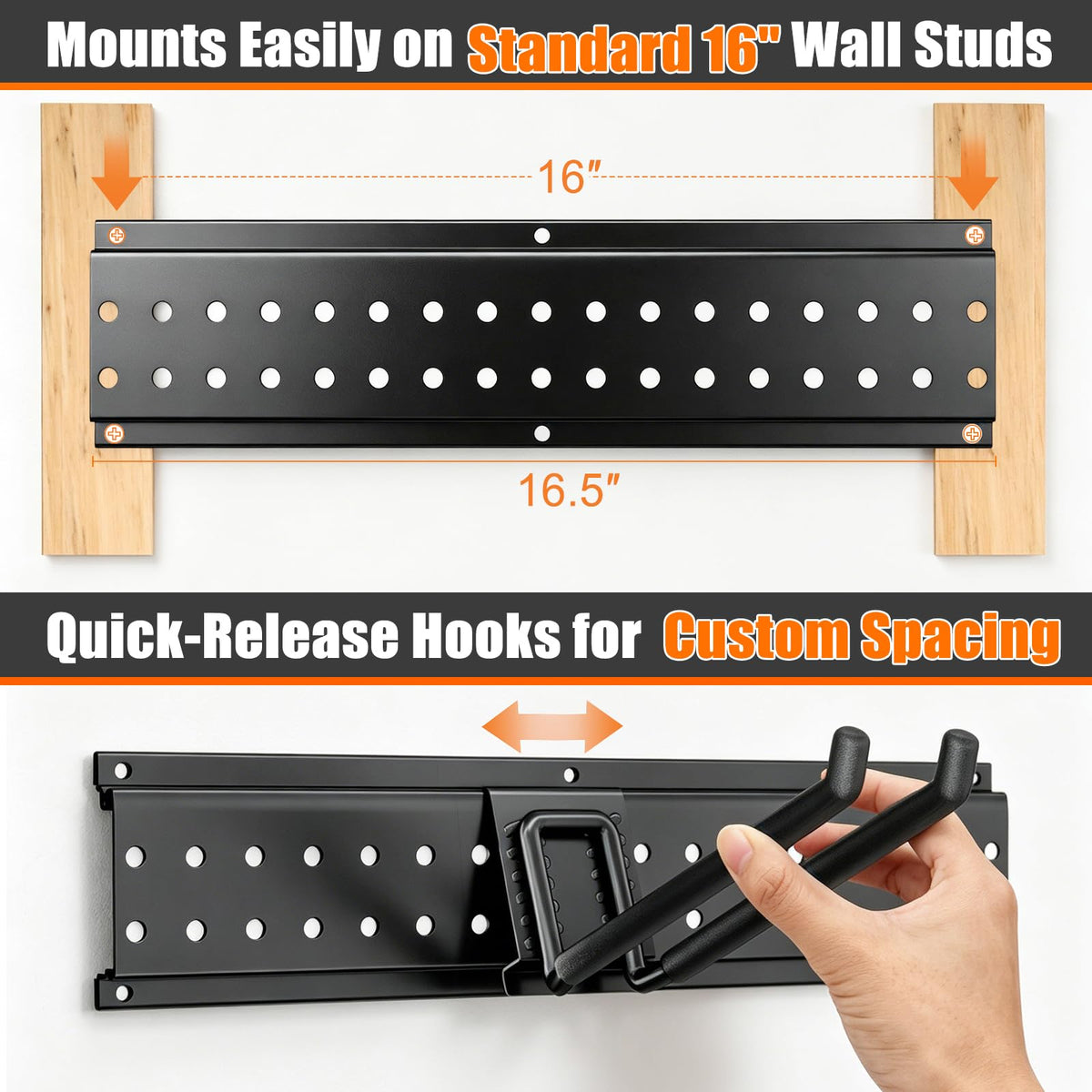 Garage Tool Organizer Wall Mount 66 inches with 13 Adjustable Heavy