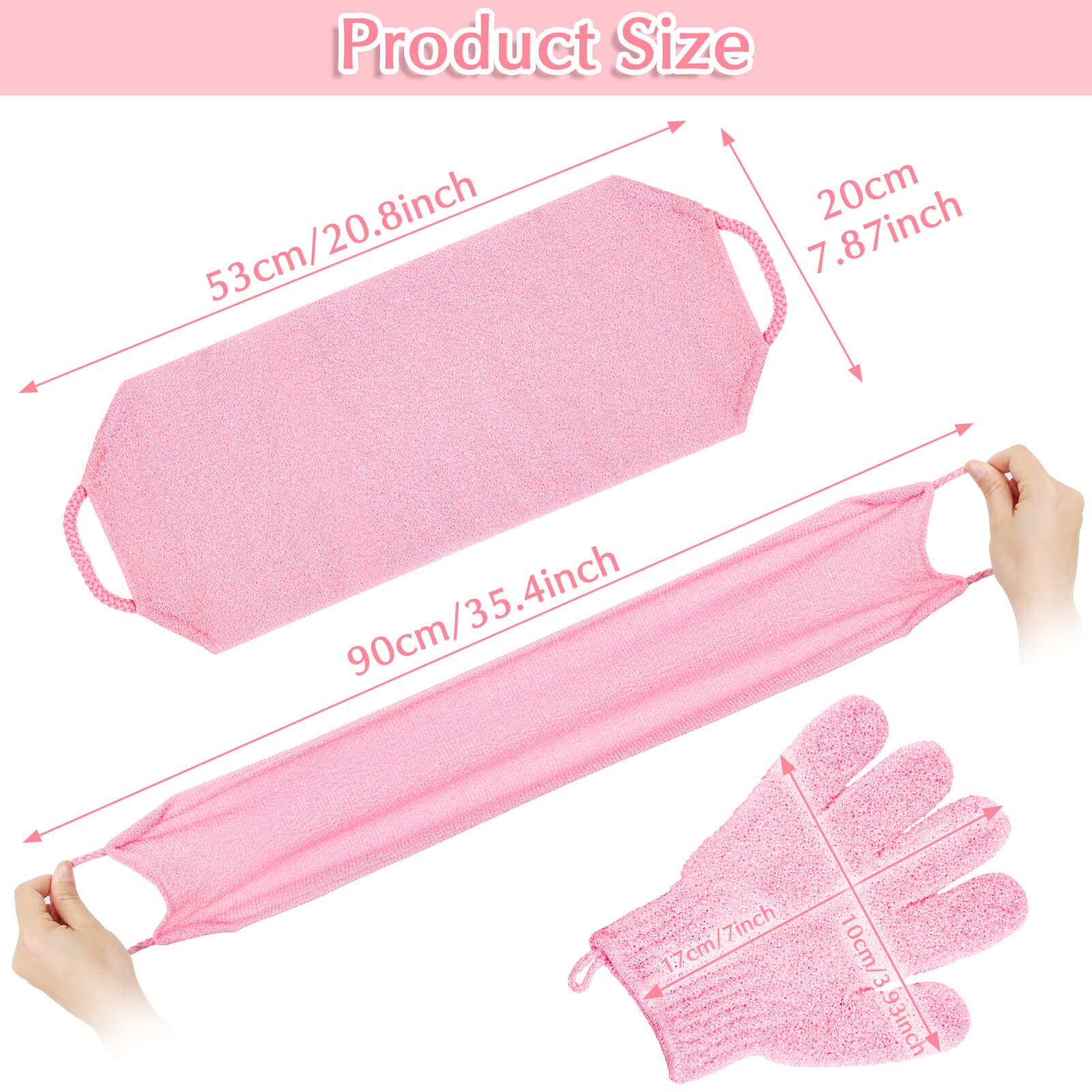 Exfoliating Shower Bath Gloves Back Scrubber Set for Body (3 Count)