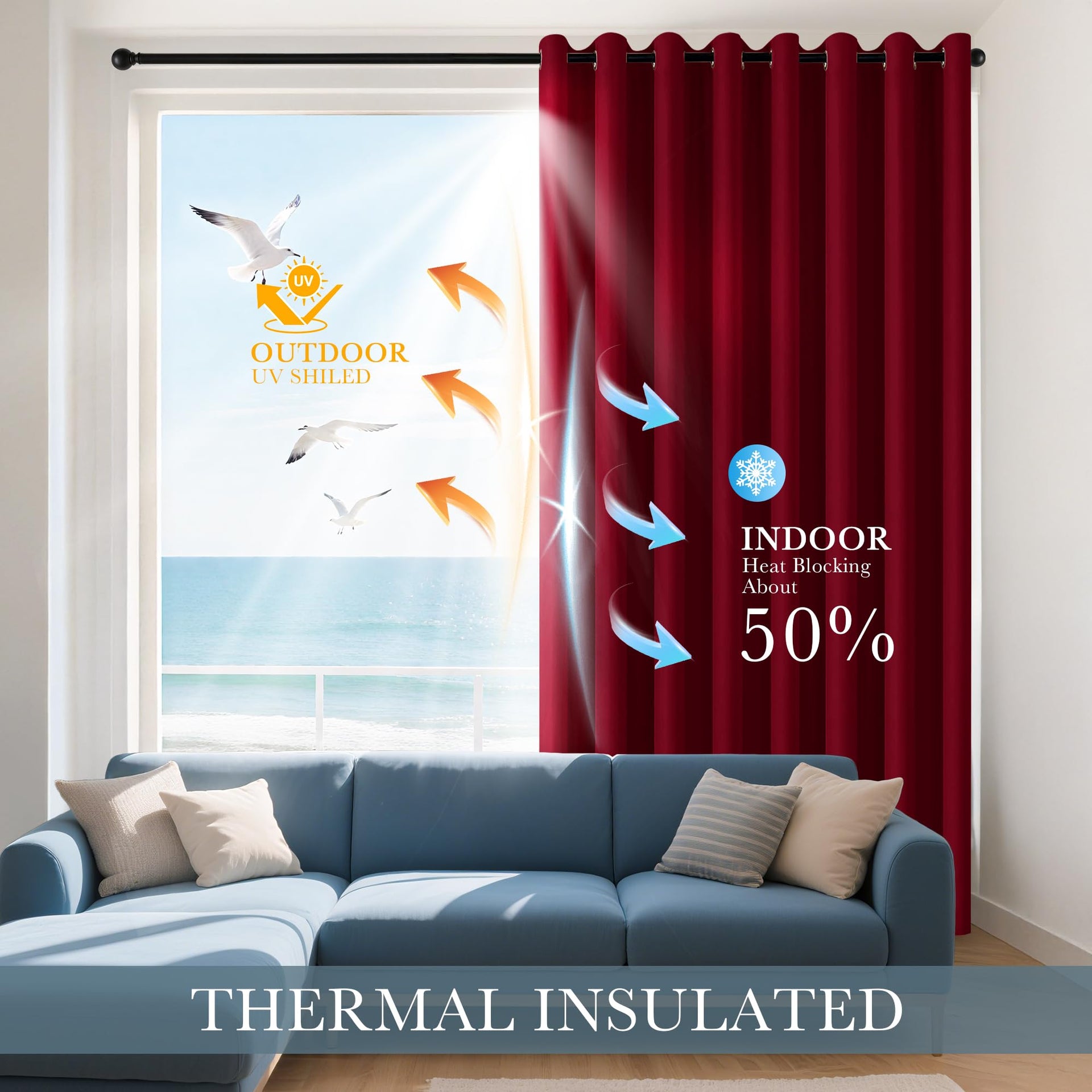 Christmas Burgundy Red Blackout Curtains and Drapes (2 Count)
