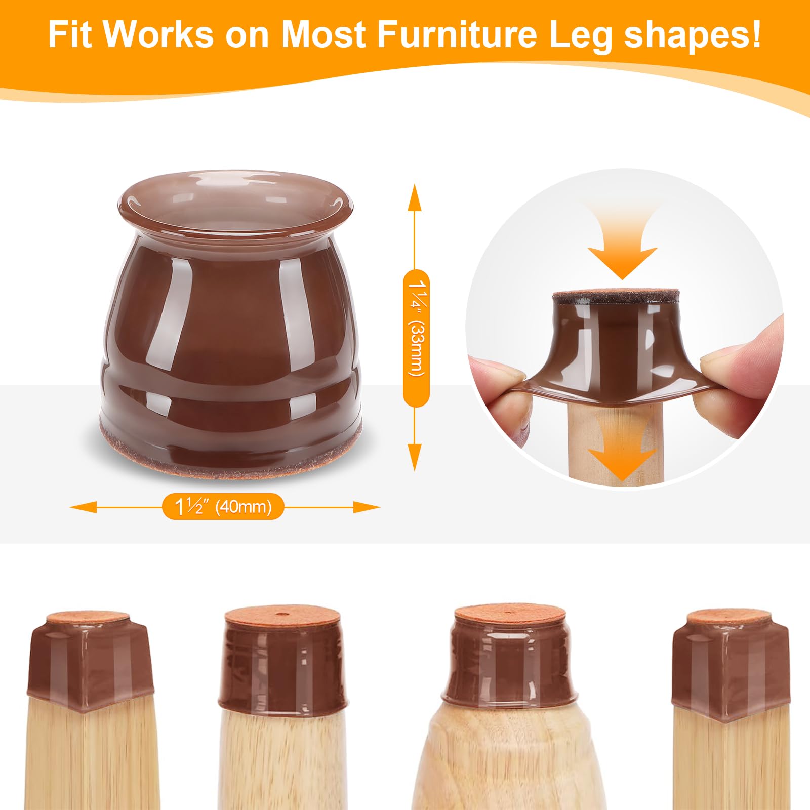 16 Pack Chair Leg Floor Protectors for Hardwood Floors (16 Count)