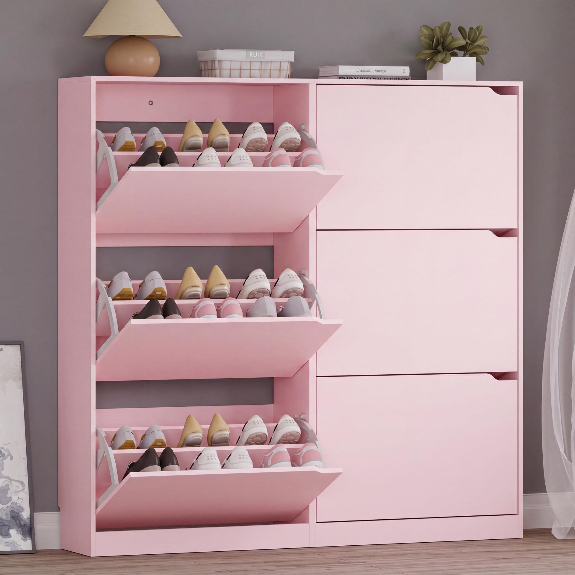 Shoe Cabinet with 6 Flip Drawers