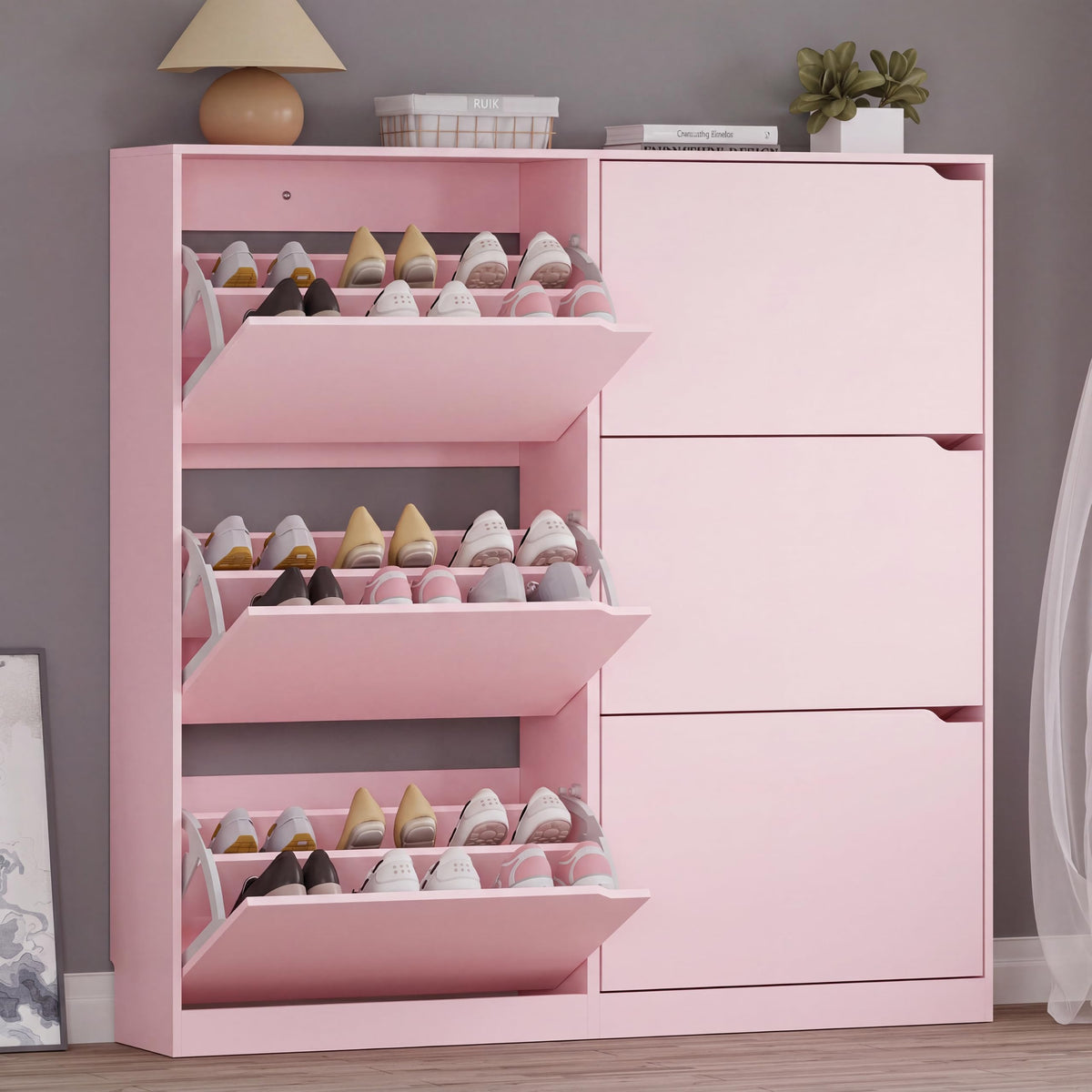 Shoe Cabinet with 6 Flip Drawers