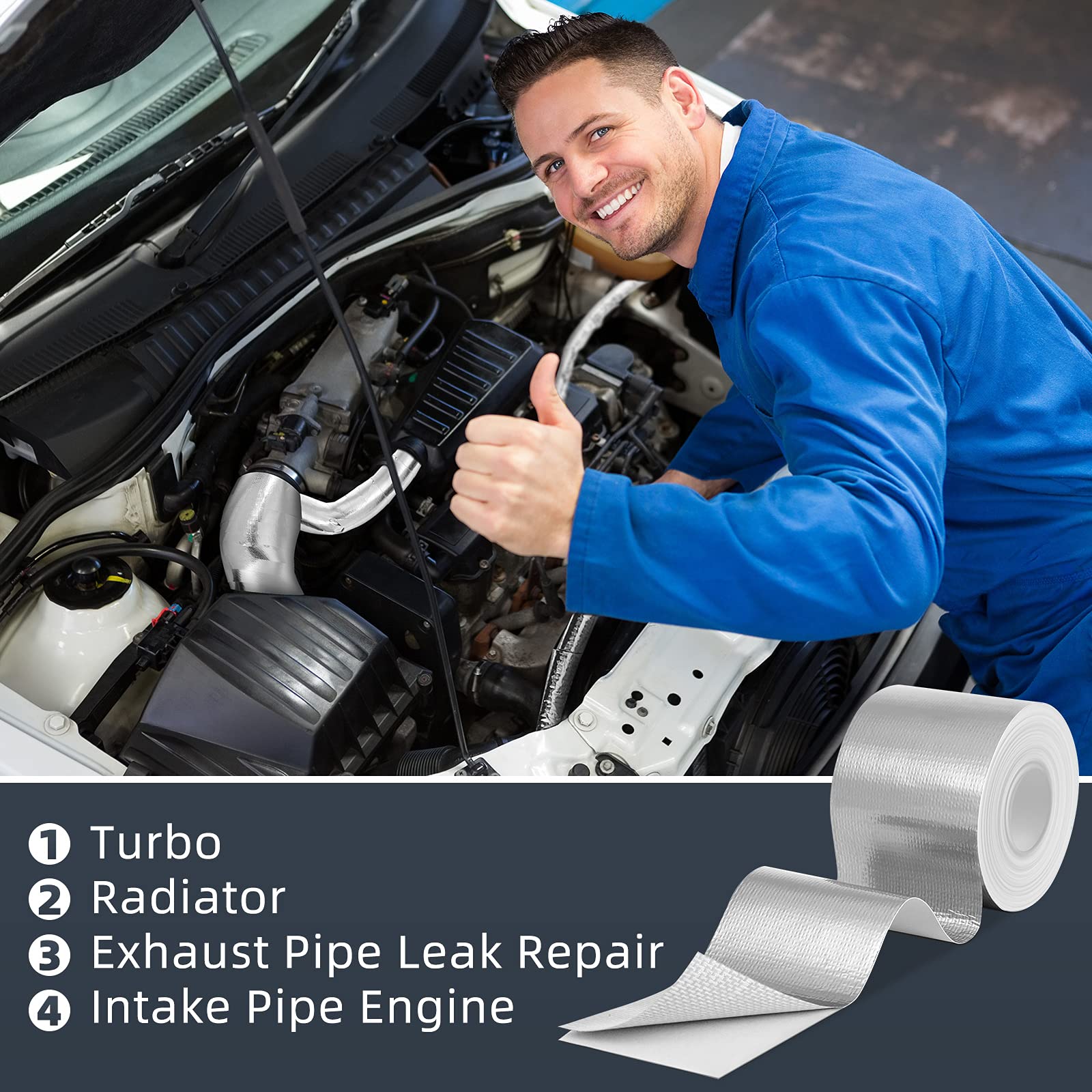 2 Rolls Aluminum Foil Tape Heat Shield Tape Barrier Adhesive Reflective Fiberglass Thermal Insulation Reflective Material High Temp Protection (65.6 Foot)