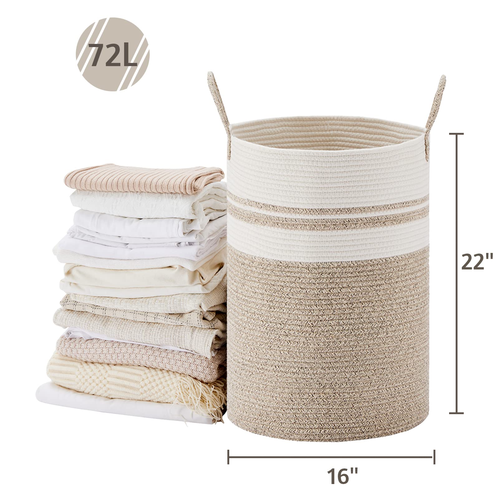 72L Tall Woven Laundry Basket Hamper