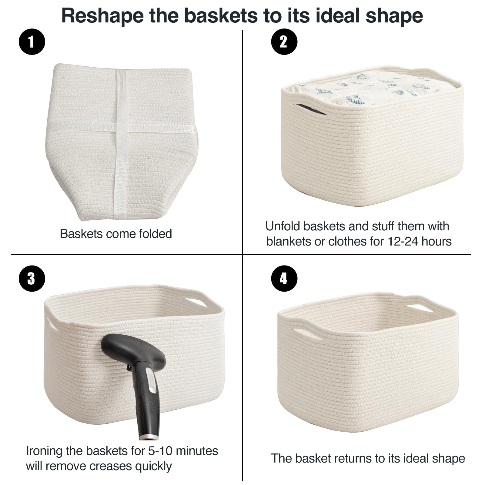 Large Storage Baskets for Organizing Shelves (3 Count)
