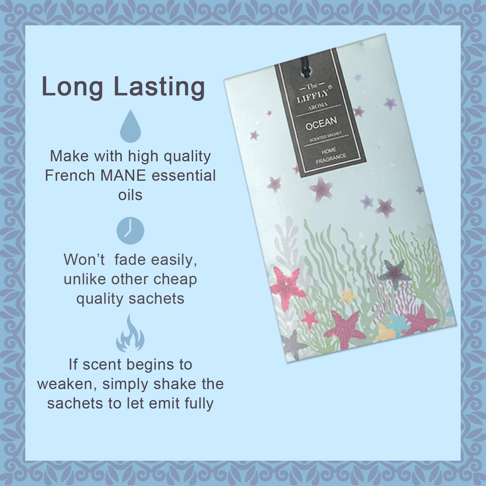 14 Packs Ocean Scented Sachets Bags for Drawers and Closets Home Fragrance Gift Box (14 Count)