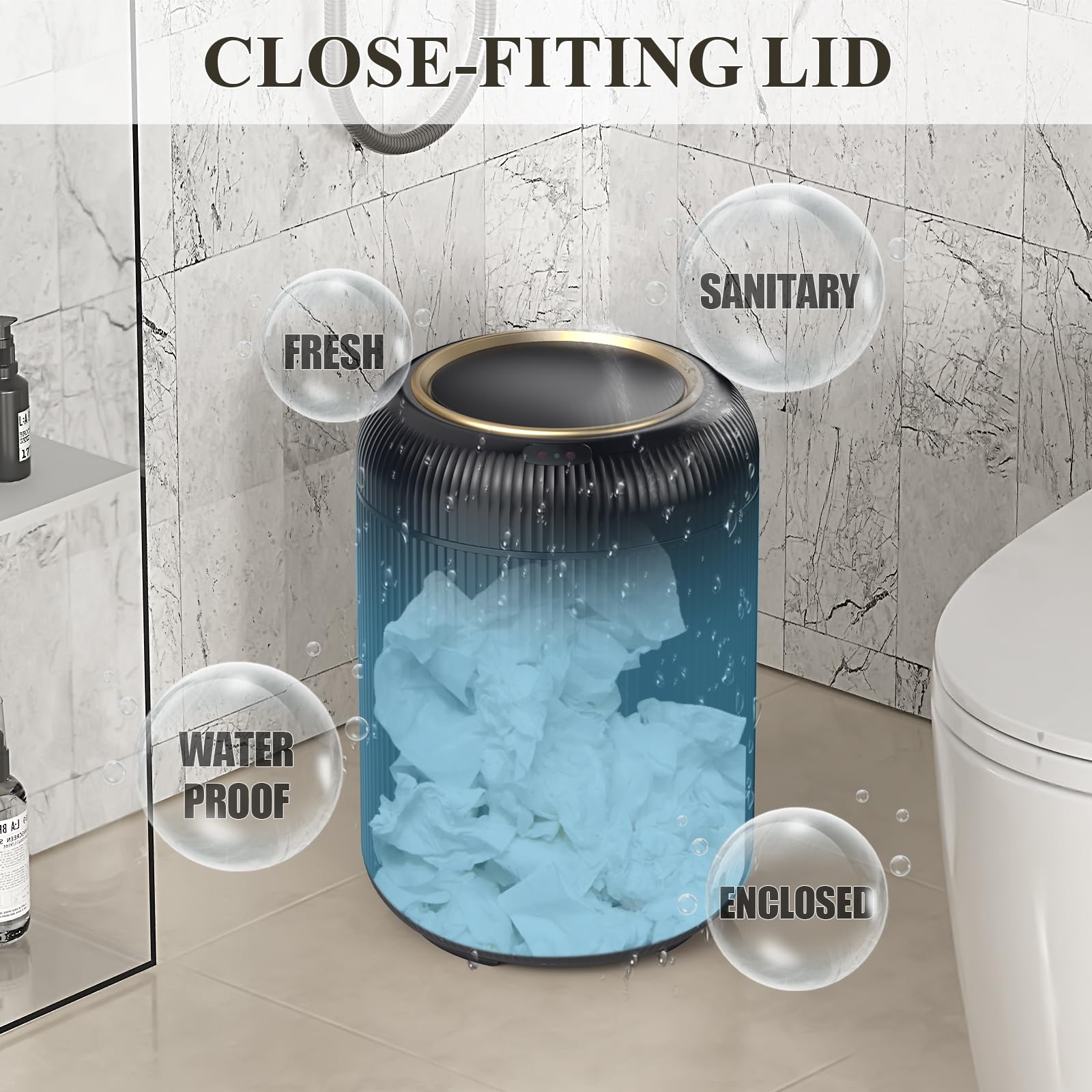 Motion Sensor Bathroom Trash Can with Lid