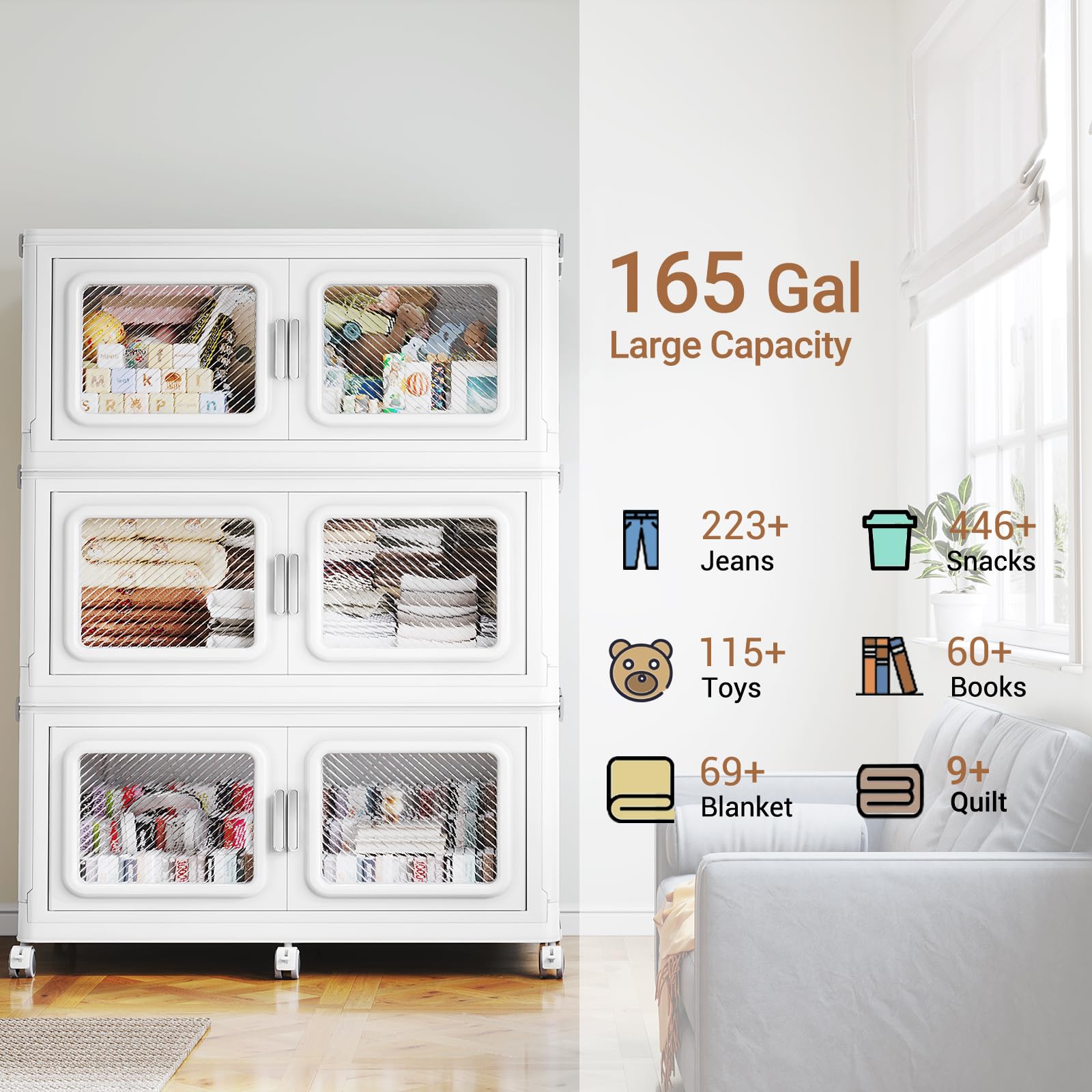 660 Qt Extra Large Stackable Storage Bin with Lid (3 Count)