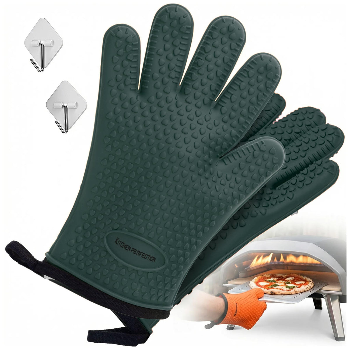 XL Silicone Pizza Oven Gloves Heat Resistant Oven Mitts