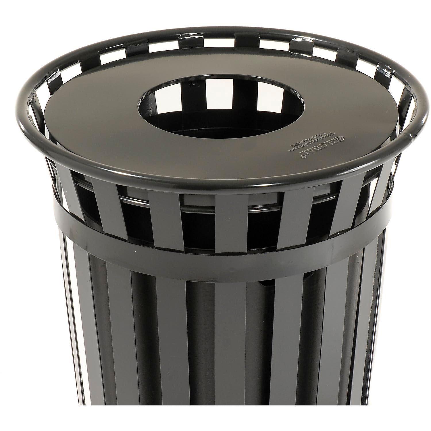 36 Gallon Outdoor Slatted Steel Round Trash Can