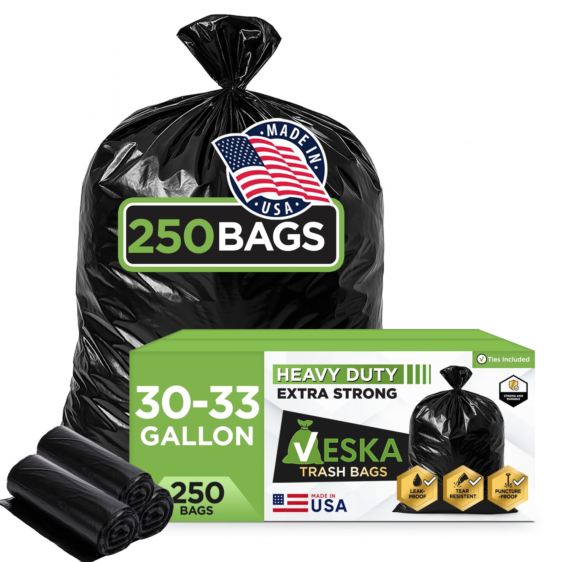 30 33 Gallon Trash Bags Heavy Duty (250 Count)
