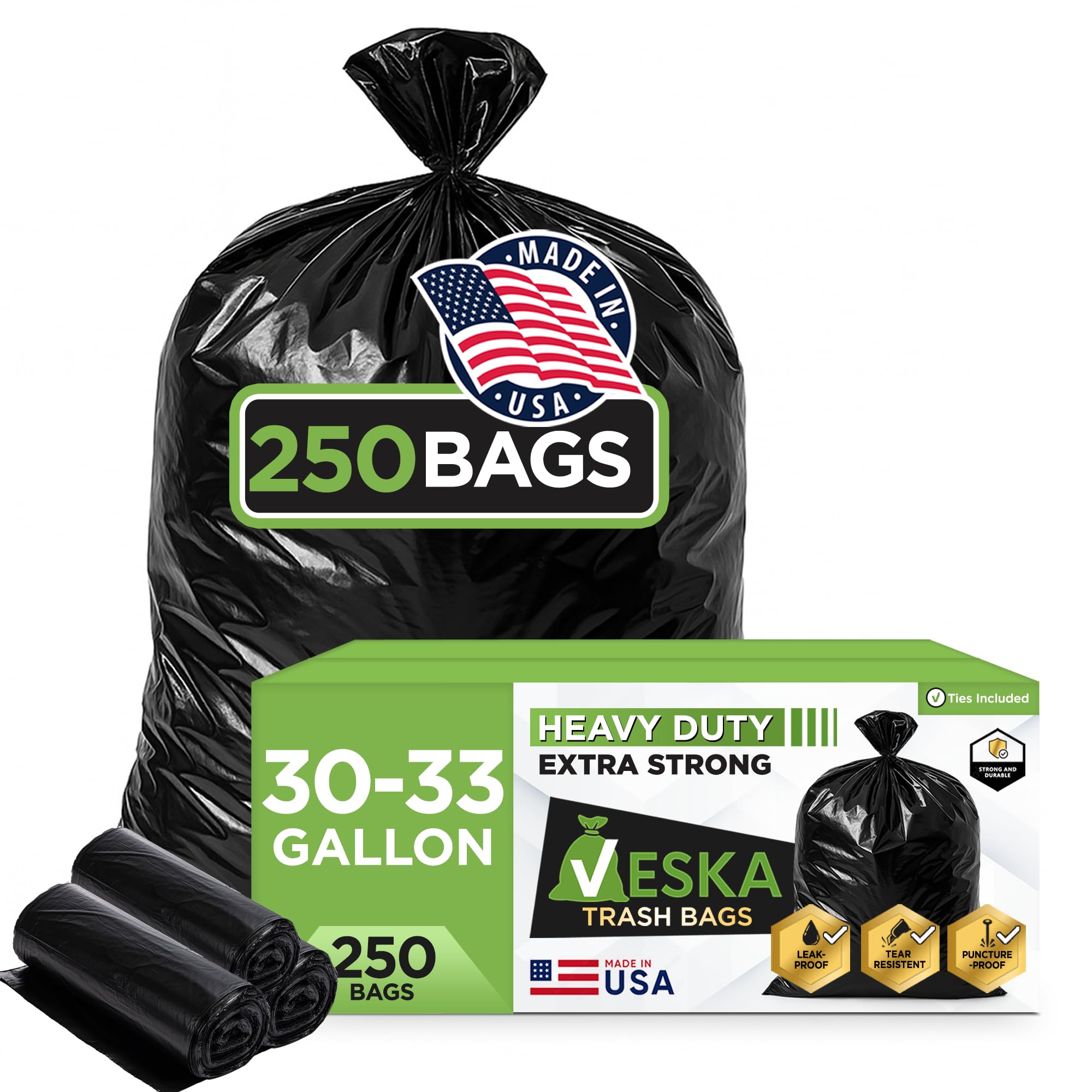 30 33 Gallon Trash Bags Heavy Duty (250 Count)