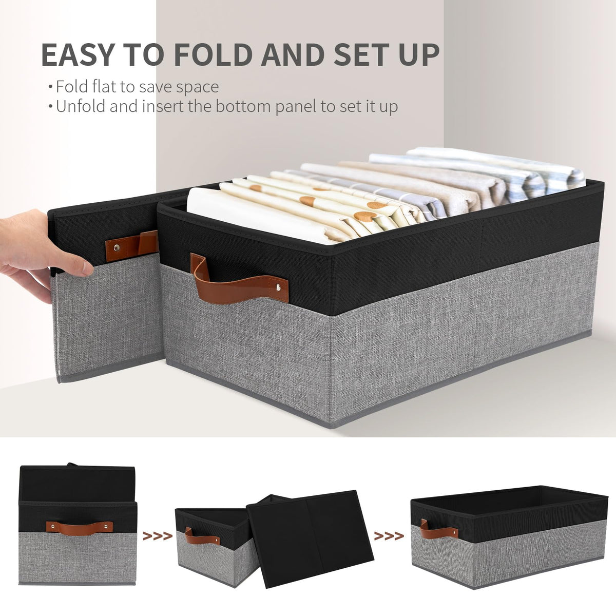 3 Pack Large Capacity Storage Bins Closet Organizer for Shelves (3 Count)