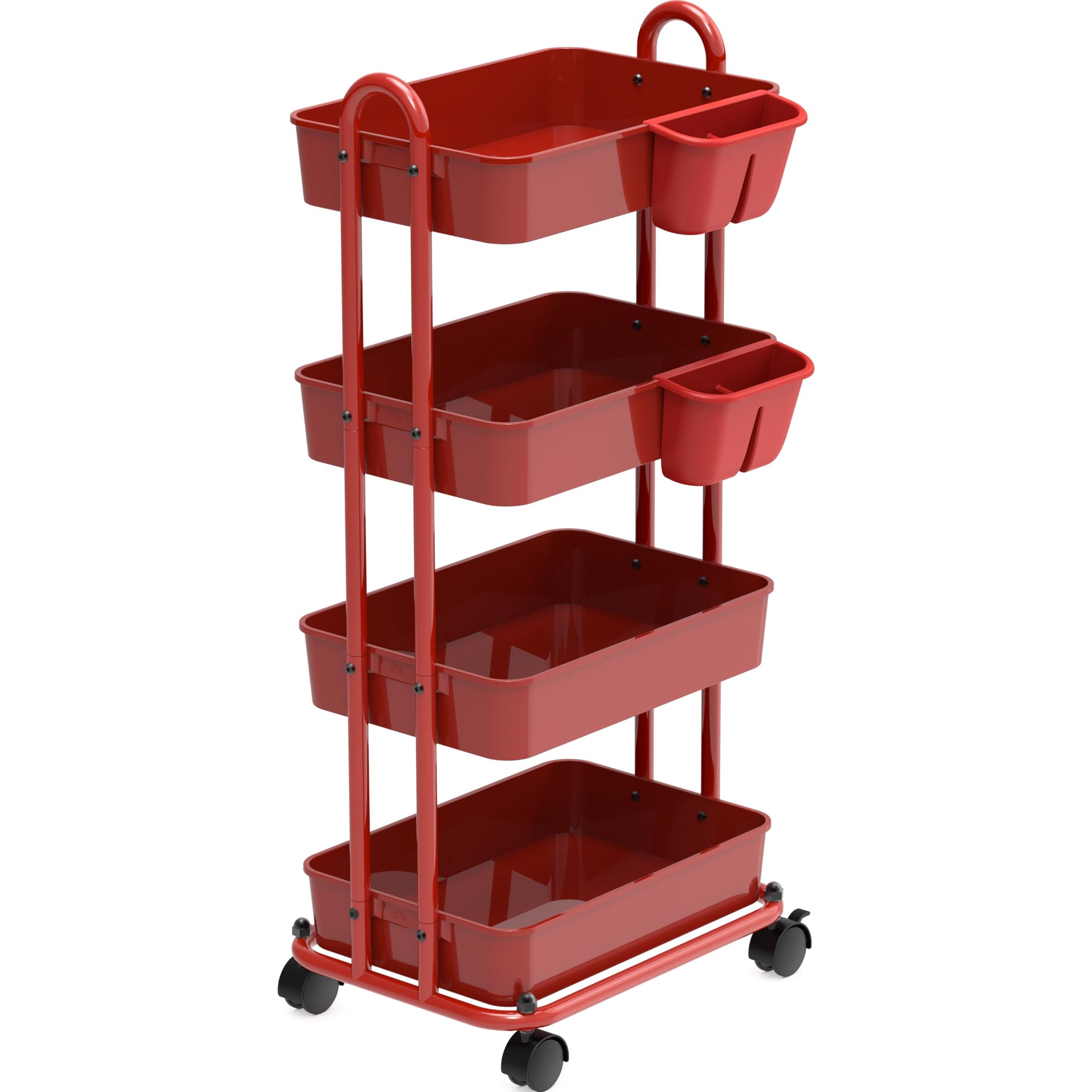 4 Tier Rolling Utility Cart with Hanging Bucket