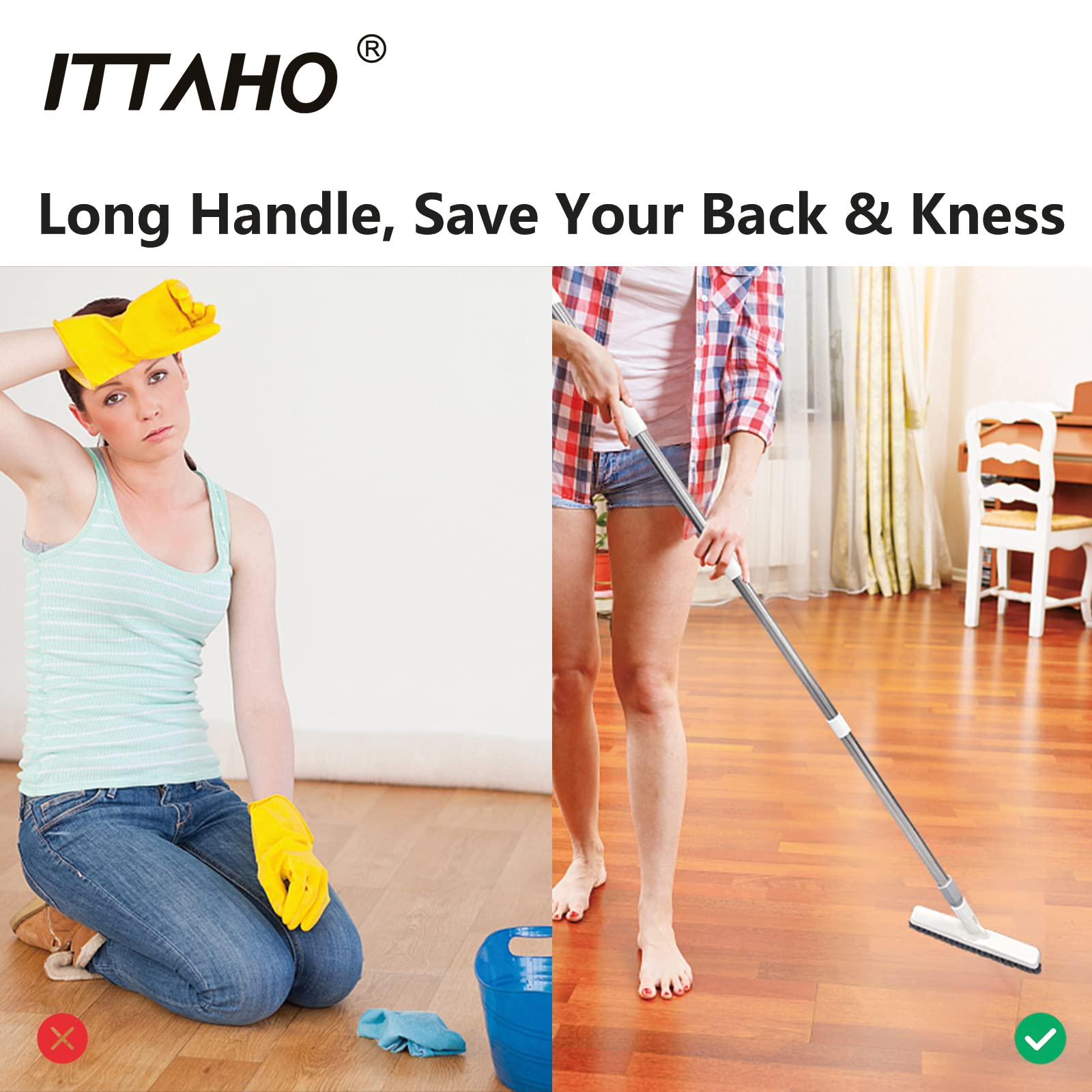 2 Pack Grout Cleaning Brush with Long Handle