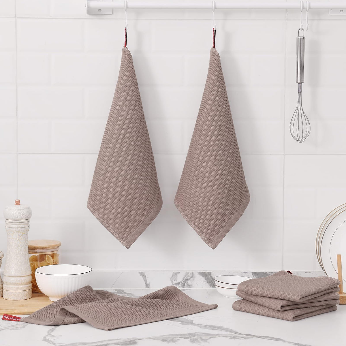 100% Cotton Waffle Weave Dish Cloths (6 Count)