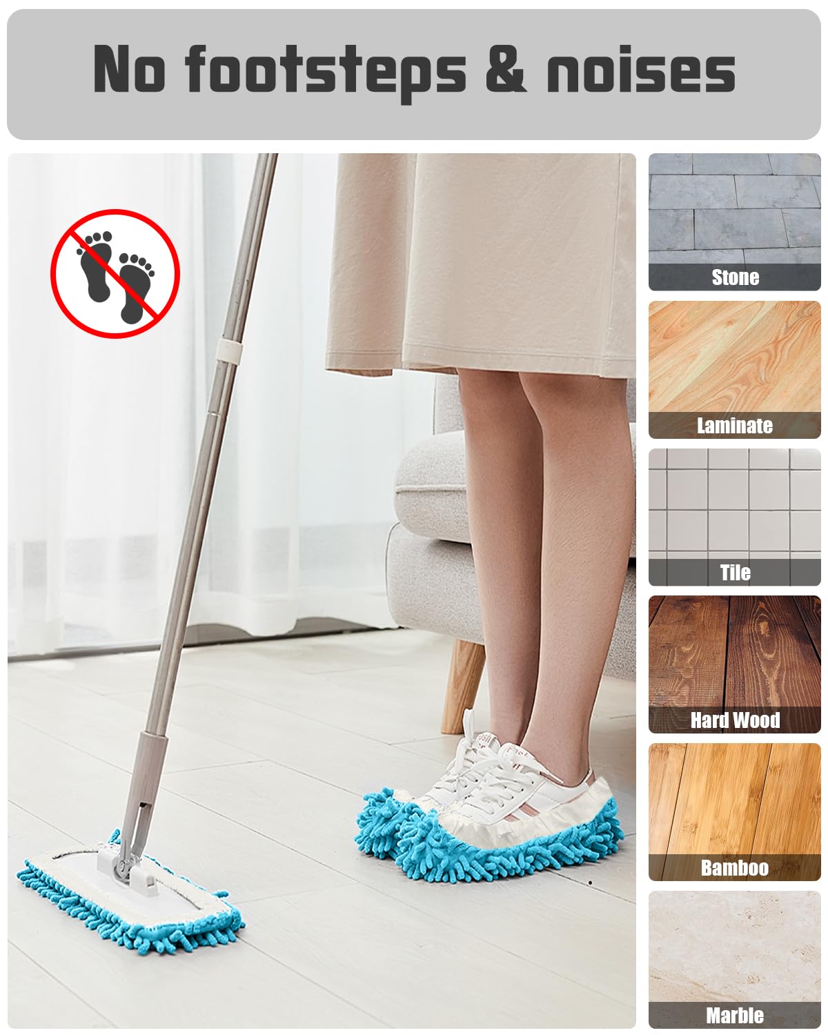 8 Pcs Mop Slippers Socks Floor Cleaning (8 Count)