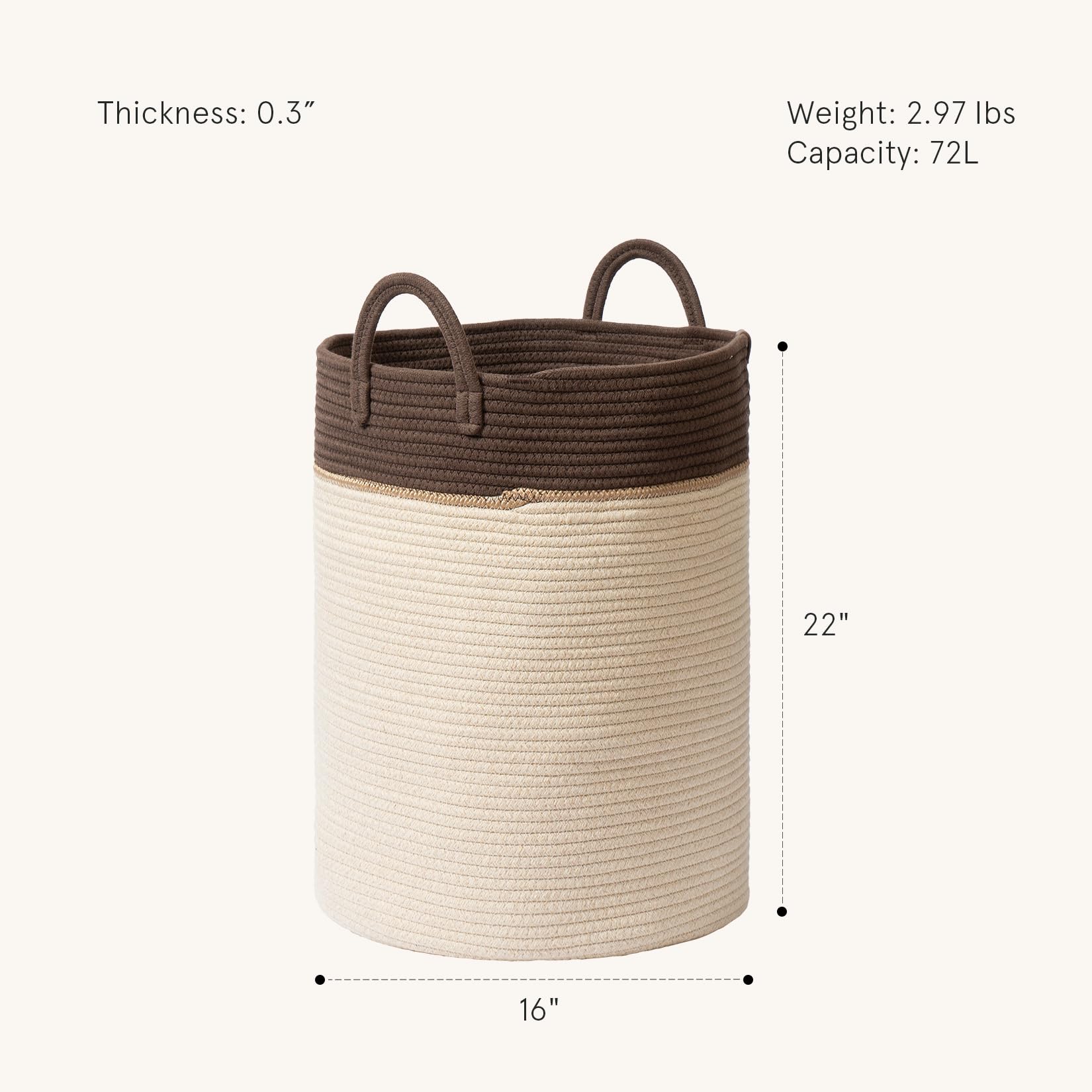 72L Extra Large Cotton Rope Laundry Basket