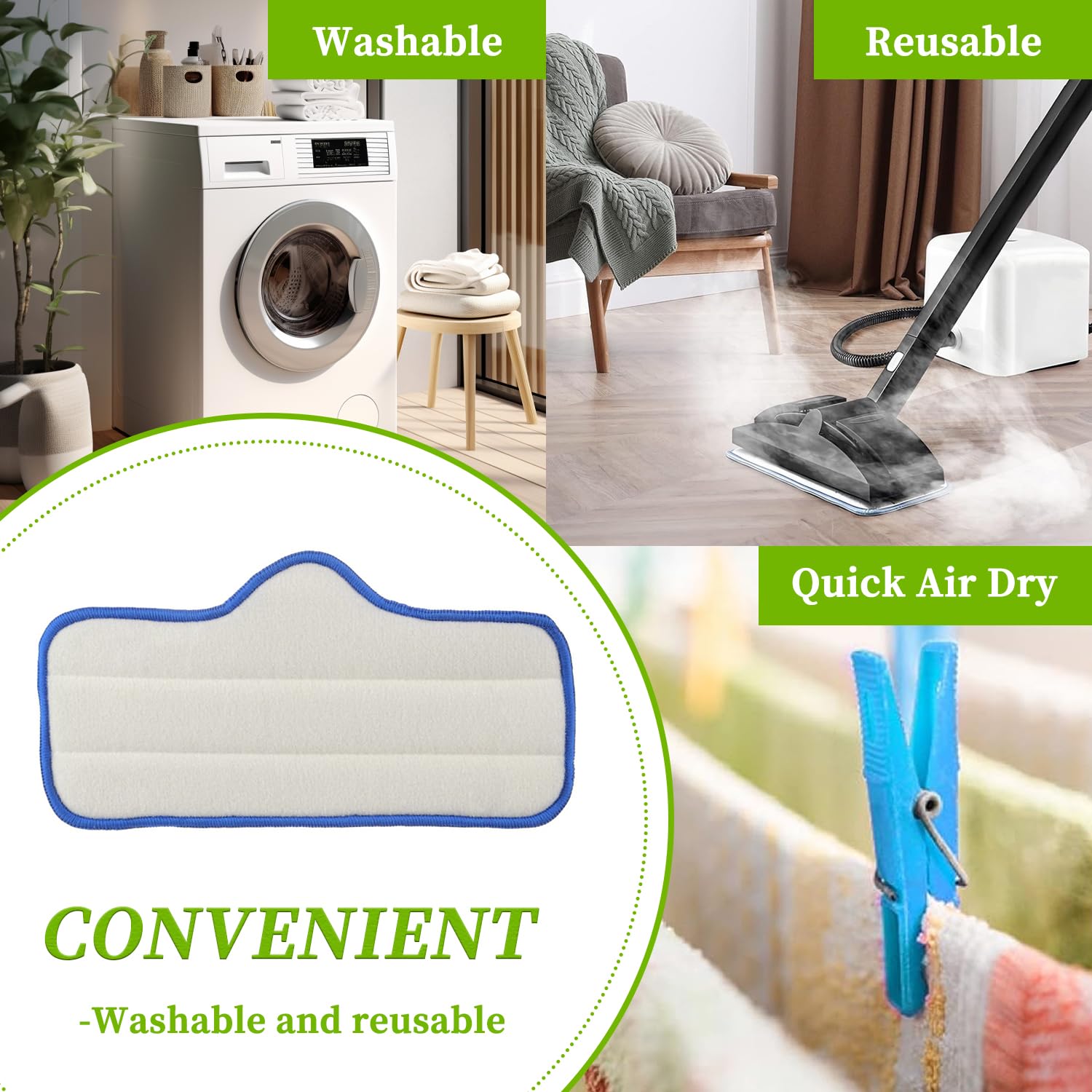 Reusable Microfiber Steam Mop Pad fit for Dupray Neat Steam Cleaner Steam Mop Cleaning Pads