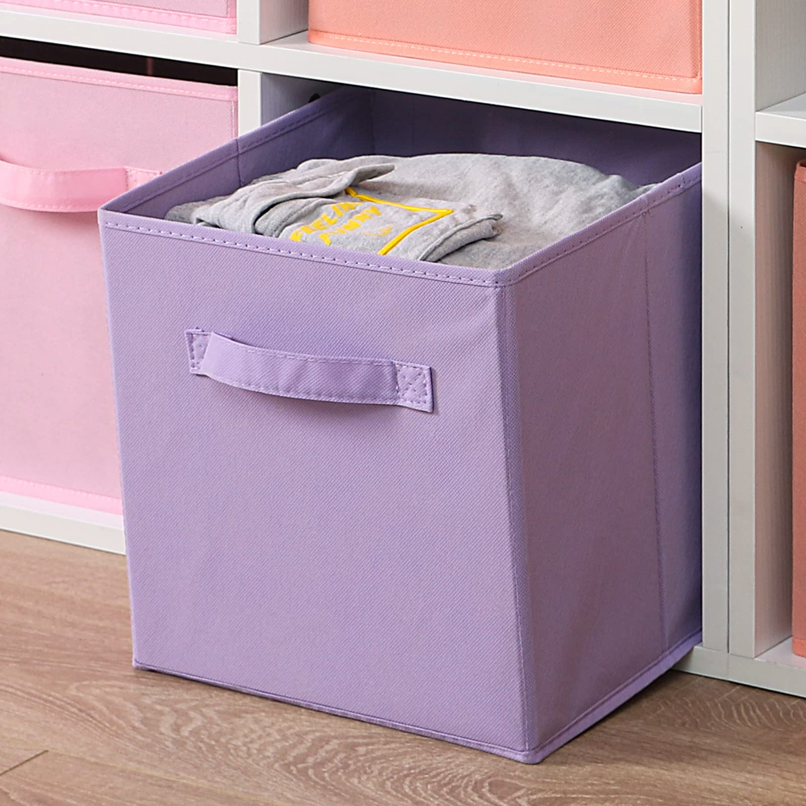 Fabric Storage Bins 6 Pack Fun Colored Durable Storage Cubes with Handles Foldable Cube Baskets for Home (6 Count)