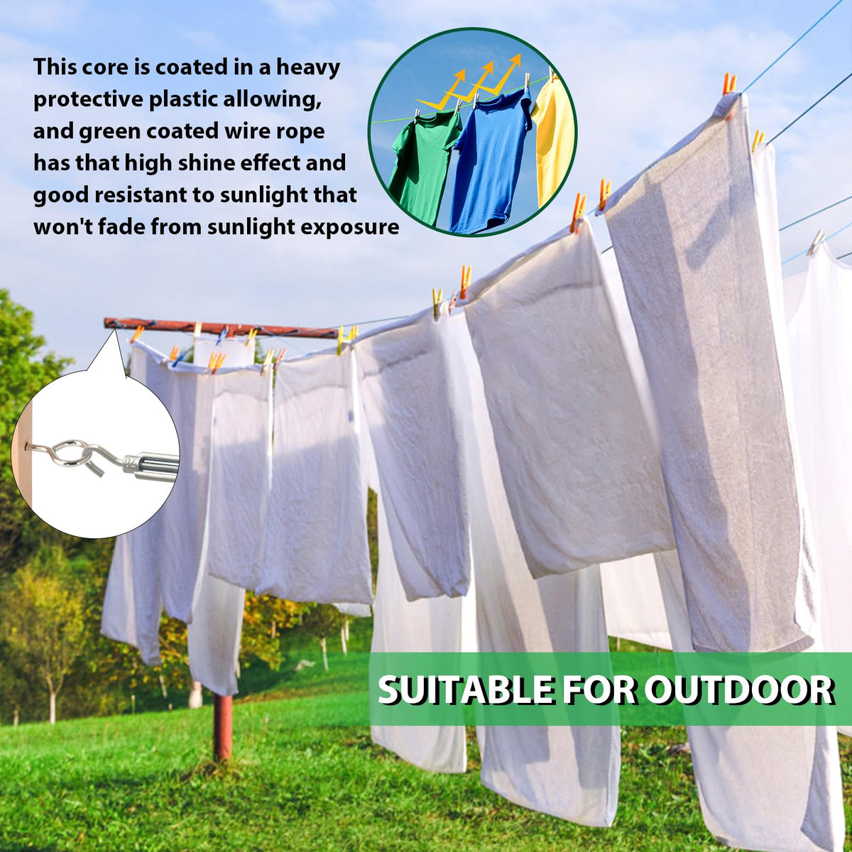 3 16" Clothes Line Outdoors (100 Foot)