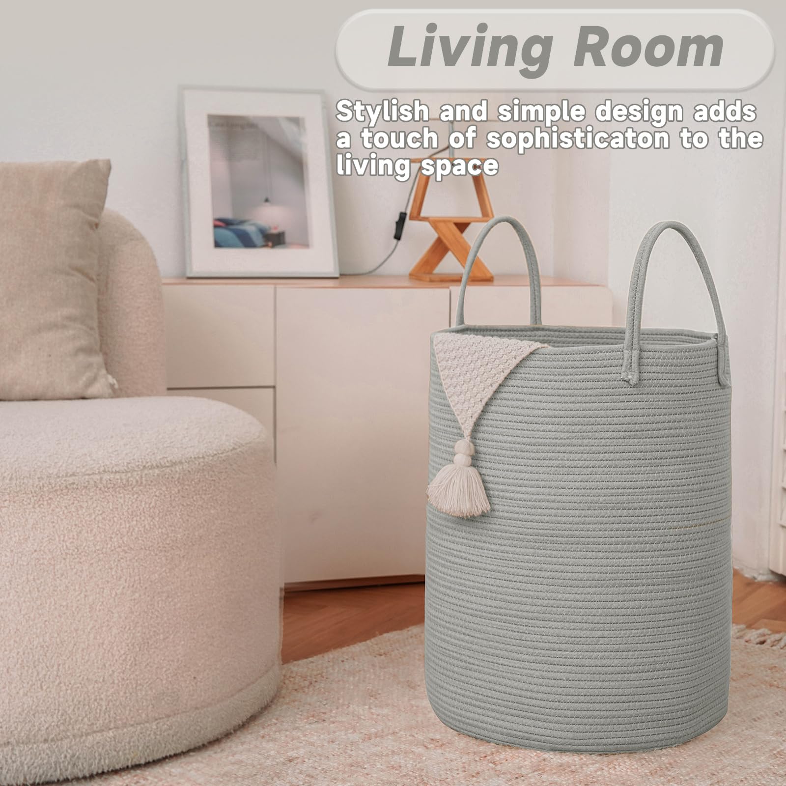 80L Cotton Rope Laundry Basket Hamper