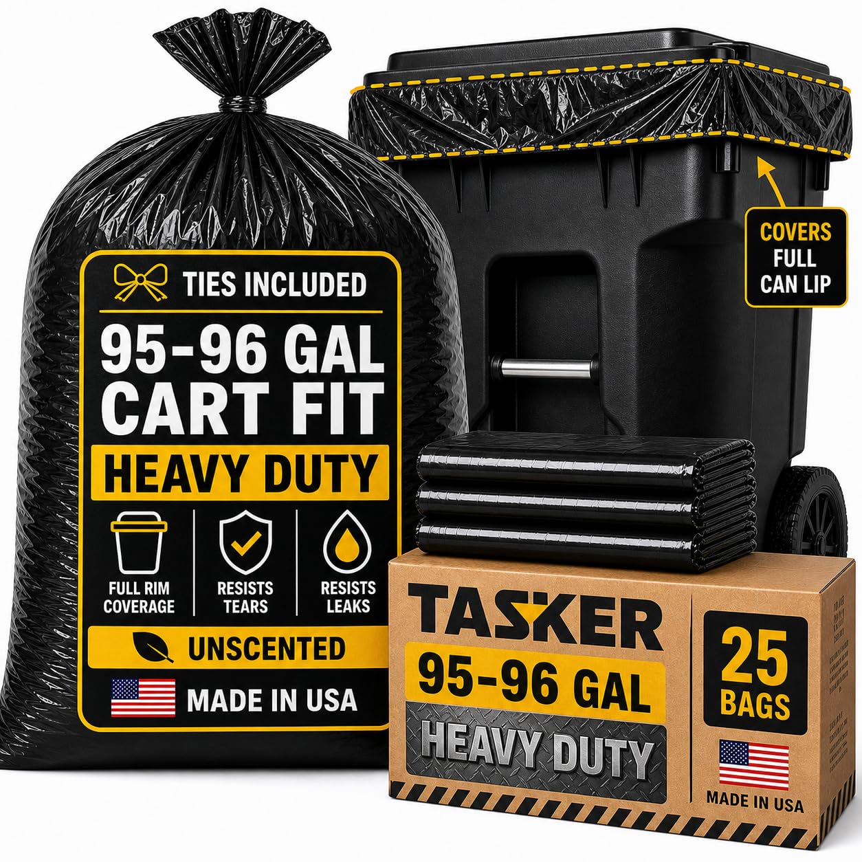 95 96 Gallon Trash Bags Heavy Duty (25 Count)