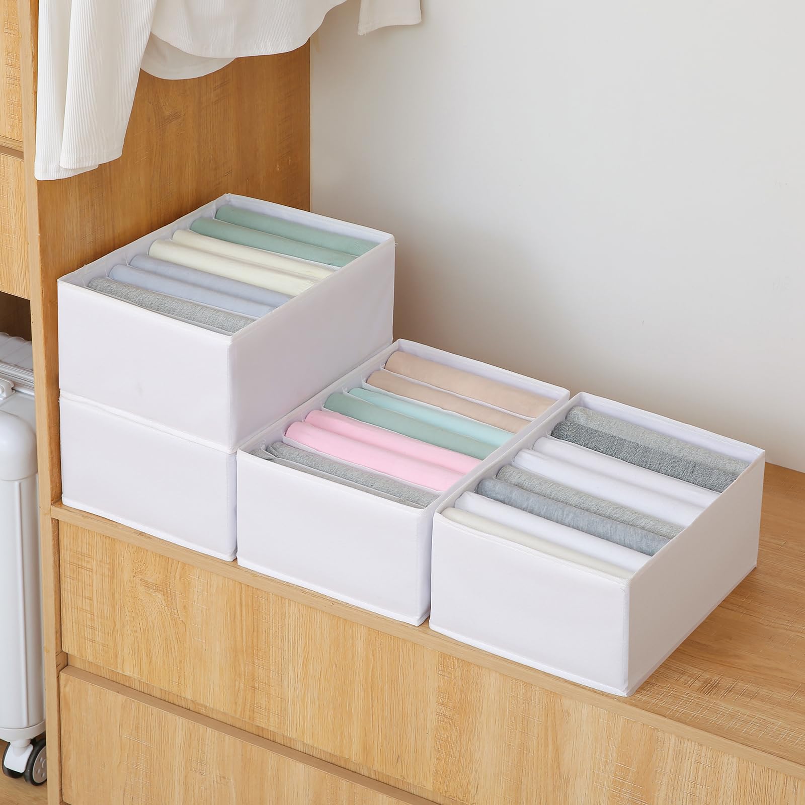 4 Pack Drawer Organizers for Clothing (4 Count)