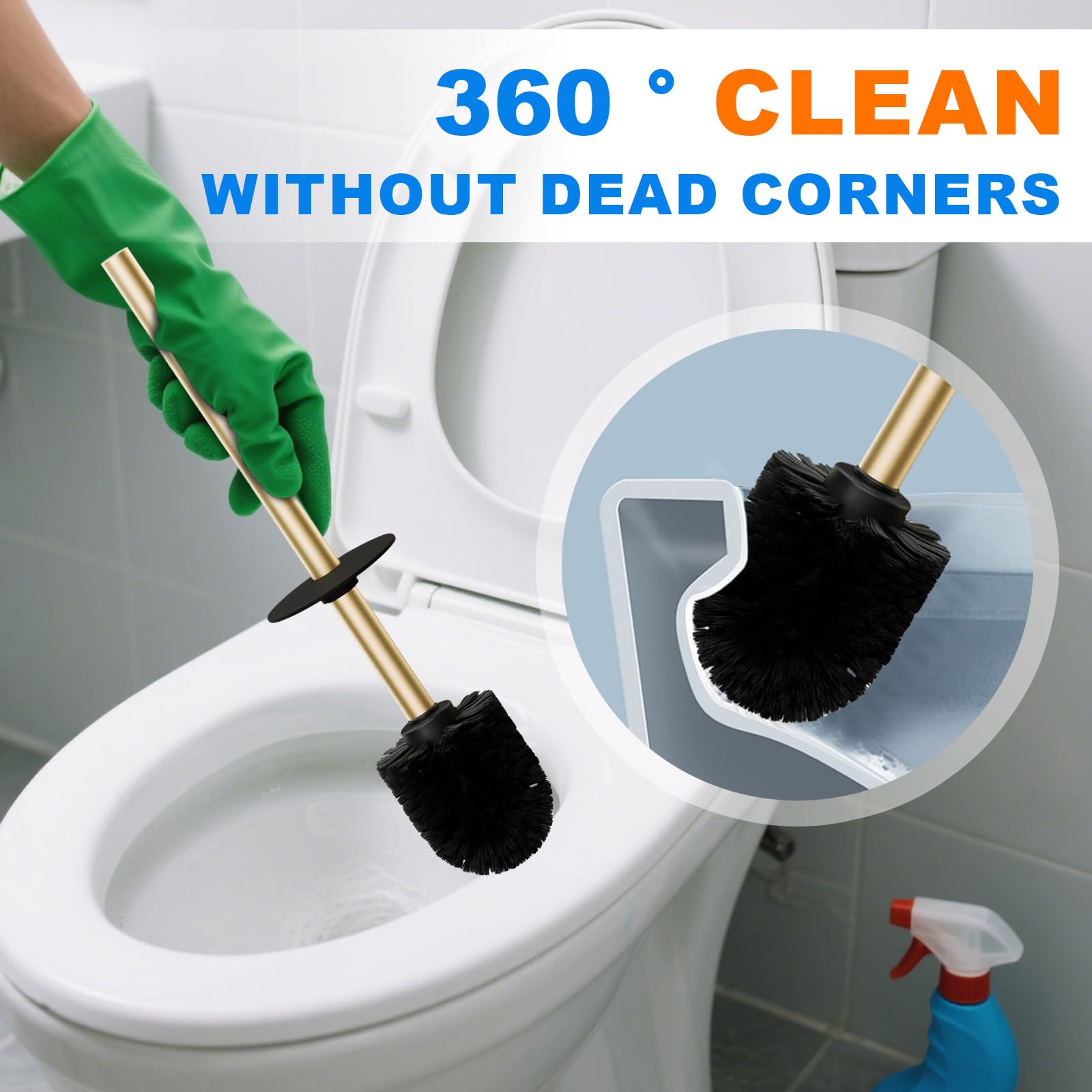 304 Stainless Steel Toilet Bowl Cleaner Brush and Holder Set