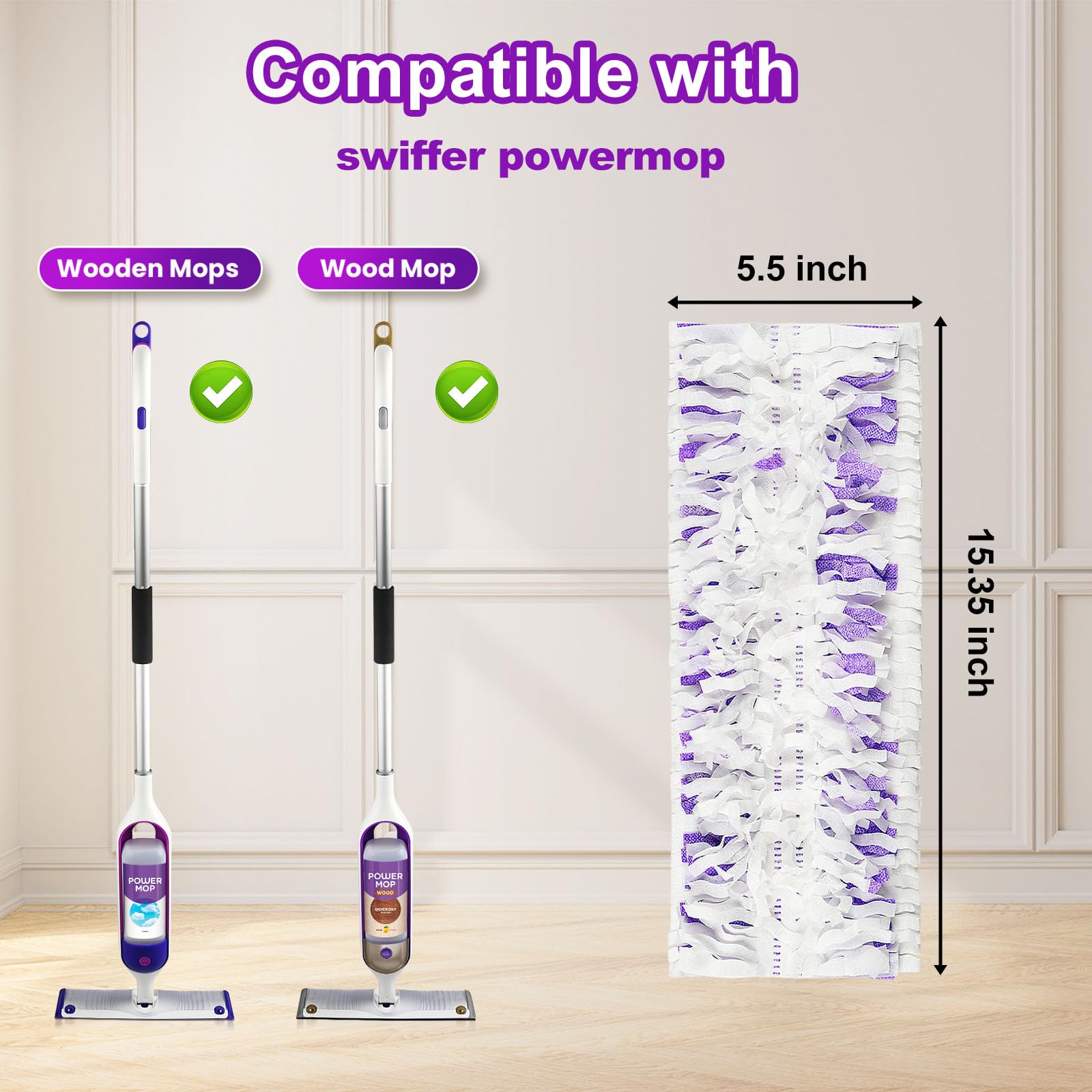 20 Count Disposable Power mop Pads Compatible with Swiffer