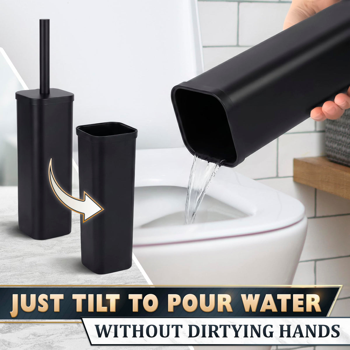 Black Toilet Brush and Holder Set for Modern Bathrooms