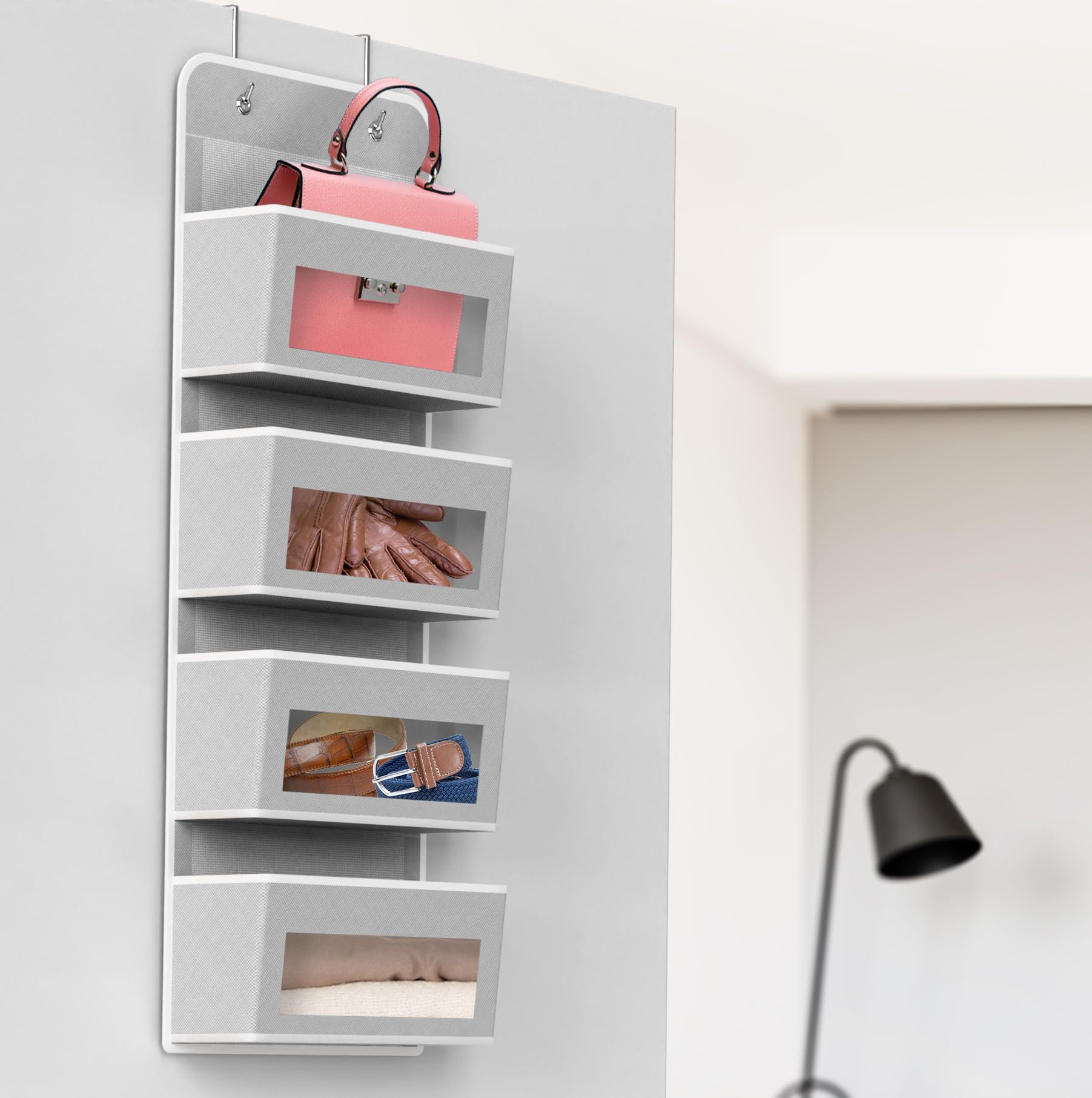 4 Clear Window Pocket Over Door Hanging Organizer