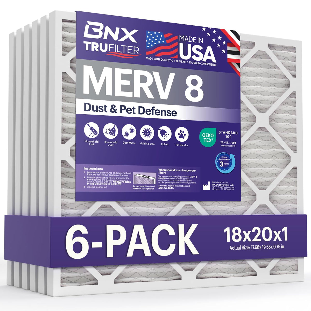 TruFilter 18x20x1 Air Filter MERV 8 (6 Count)