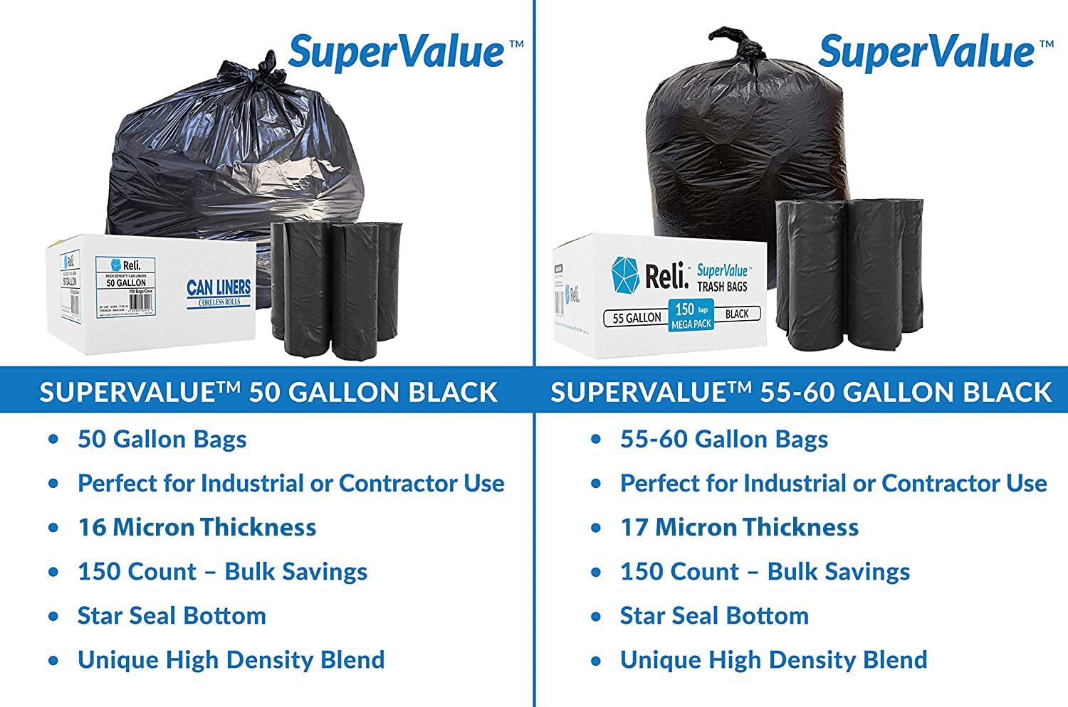 Premium 50 Gallon Trash Bags (150 Count)