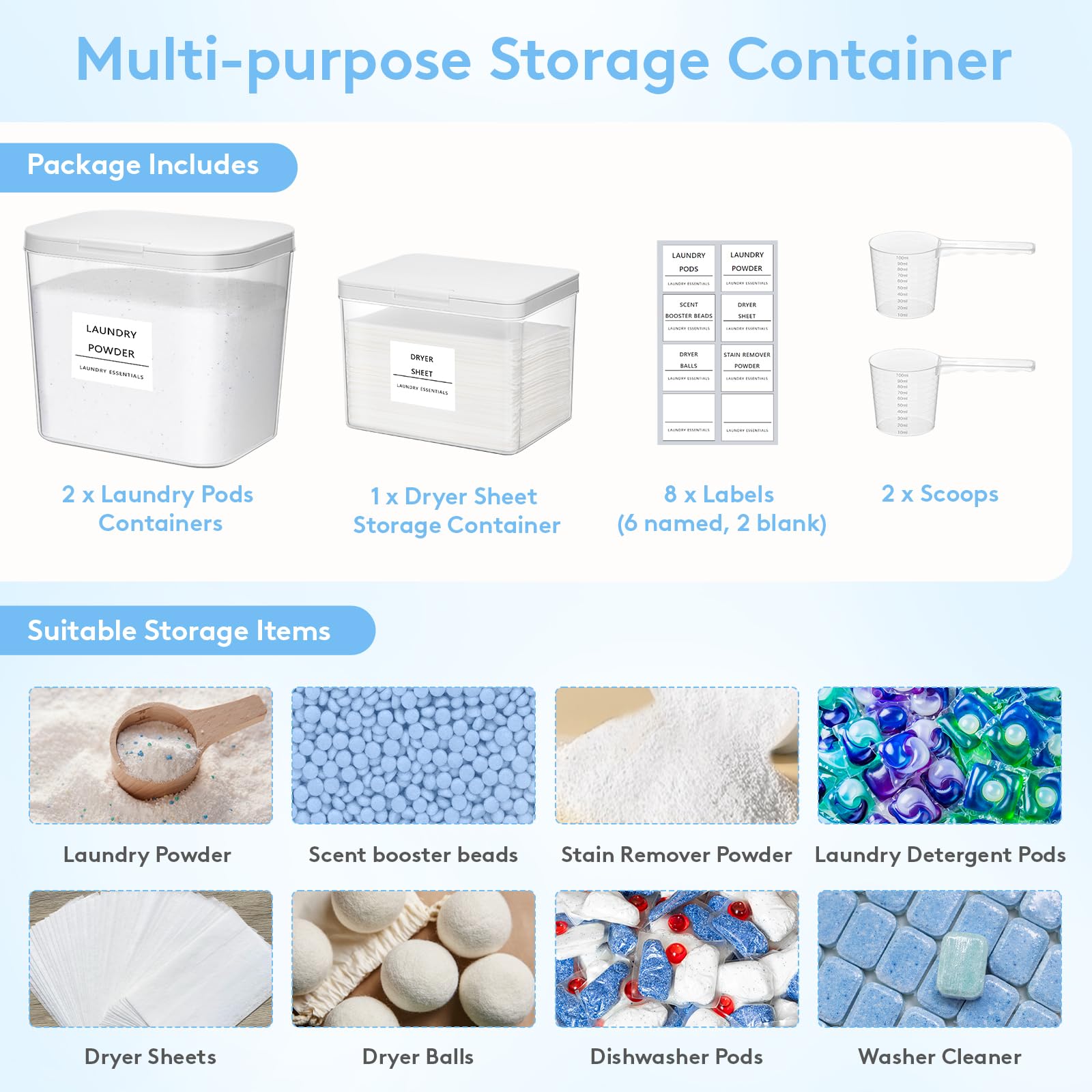 Laundry Pods Container with Pop (3 Count)