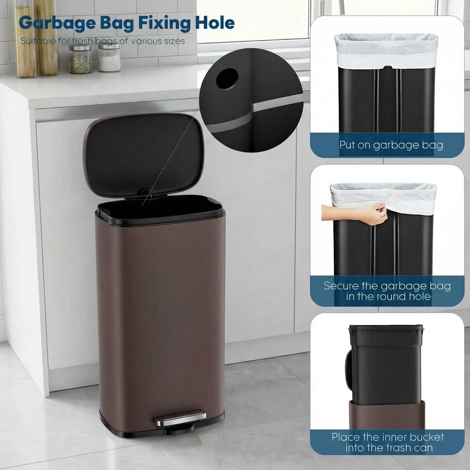 8 Gal Kitchen Trash Can