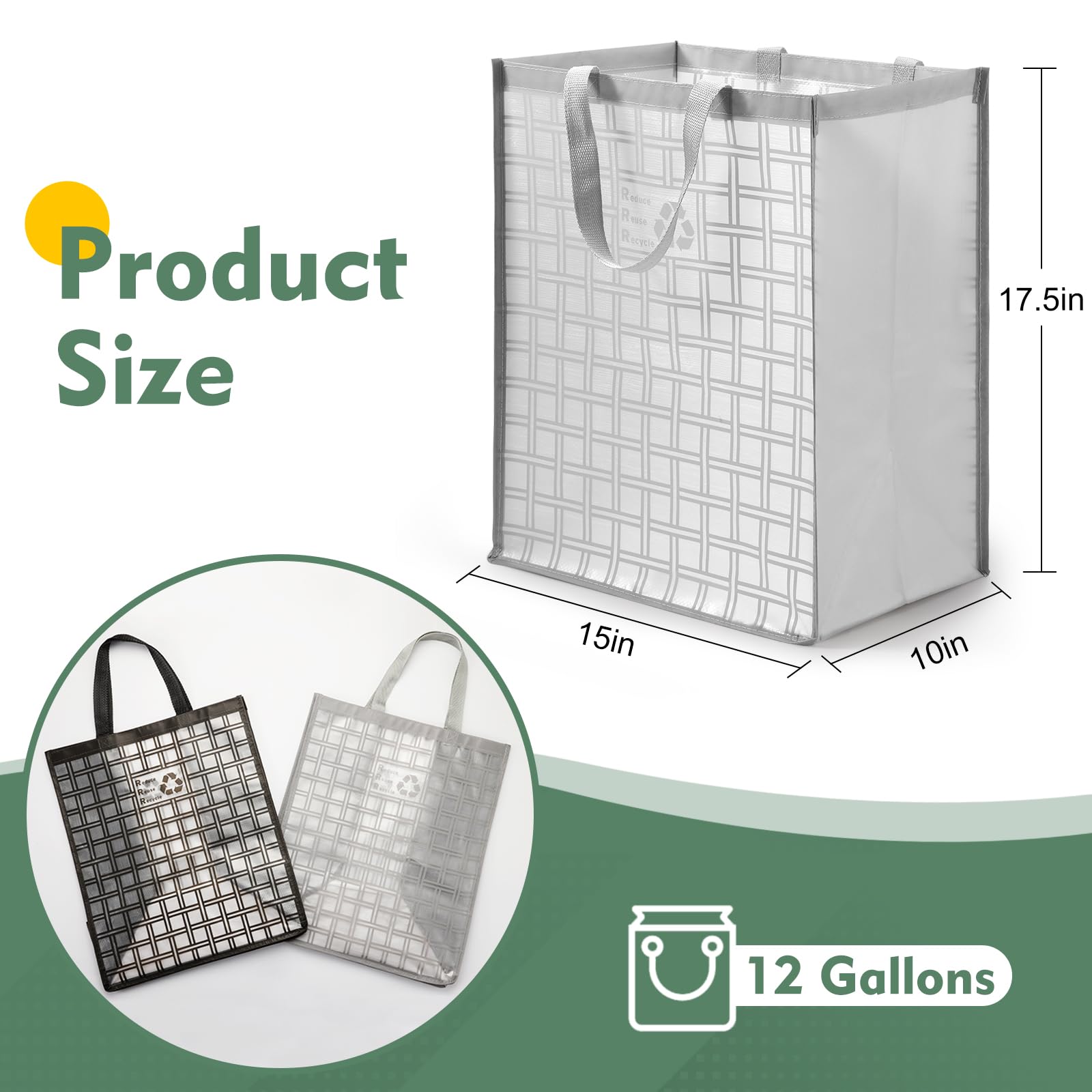 Recycle Bin Bags for Kitchen Home Trash Cans Sorting Bins 12 Gallon Set of 2 (2 Count)