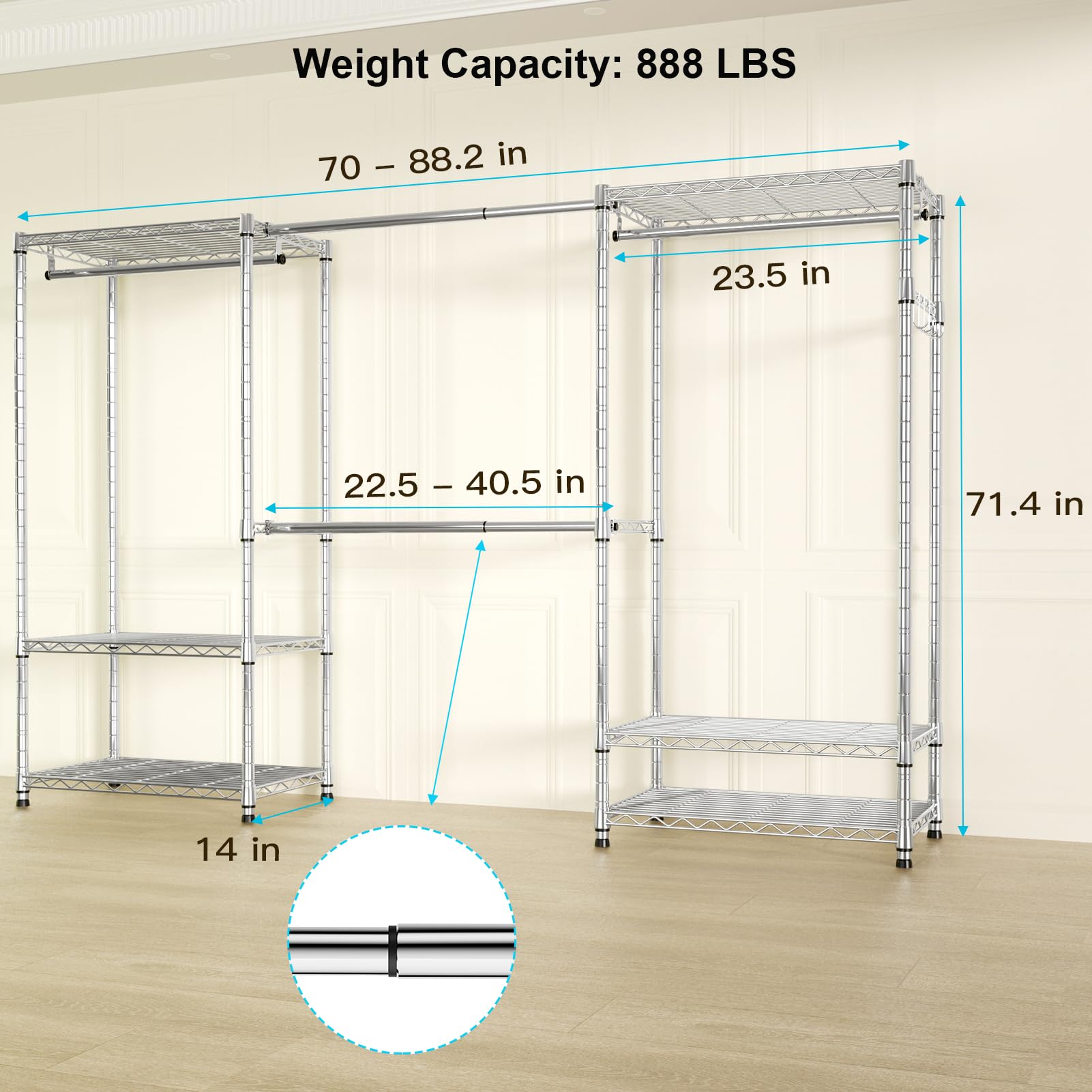 E1 Heavy Duty Closet Garment Rack