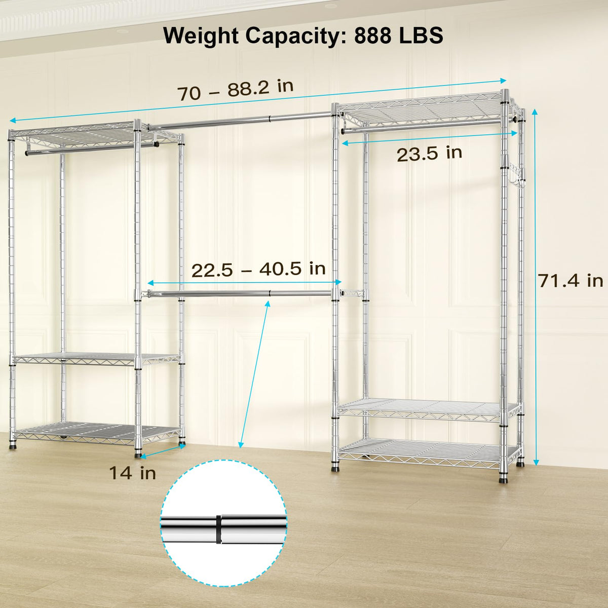E1 Heavy Duty Closet Garment Rack